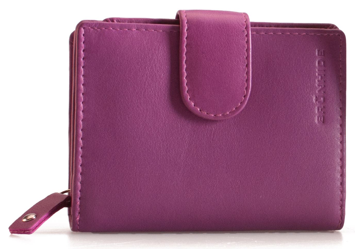 Brunhide Real Leather Womens Trifold Zip Purse Wallet Ladies Genuine