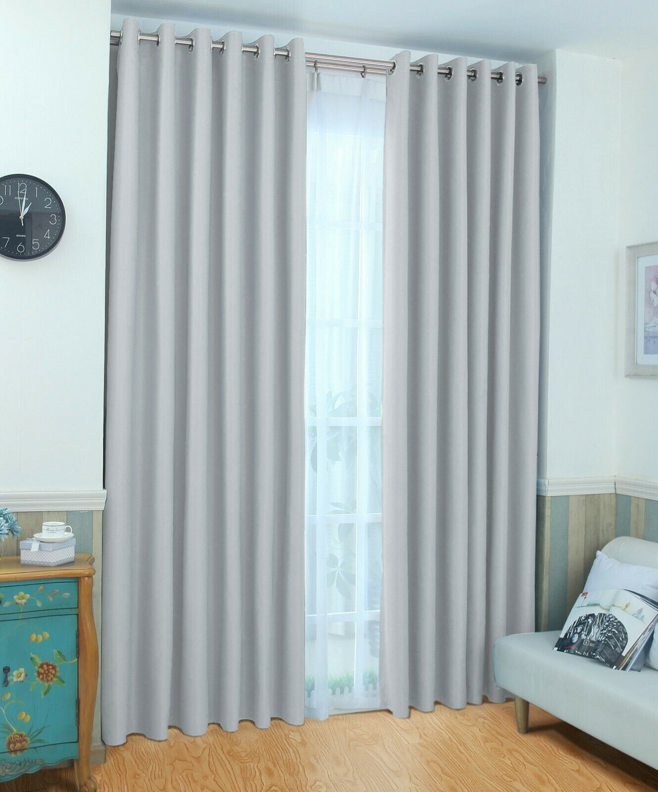 2 x Luxurious Blackout Curtains Eyelet Home Office Door ...