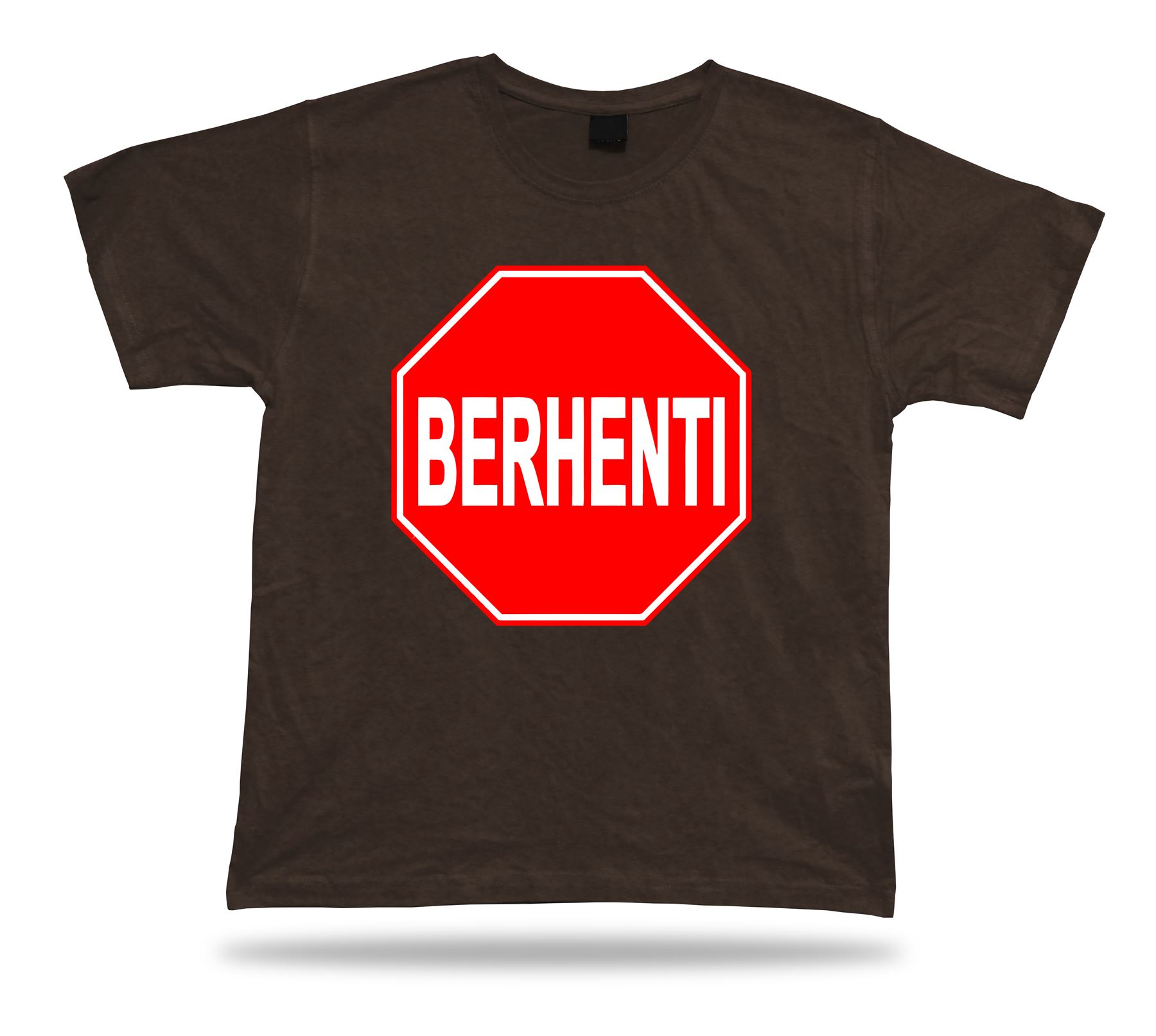 Berhenti stop Sign unisex warning tee Tshirt funny comic Classic road