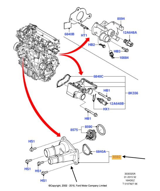 THERMOSTAT HOUSING FOR FORD FIESTA, FOCUS, MONDEO, CMAX, FUSION, BMAX