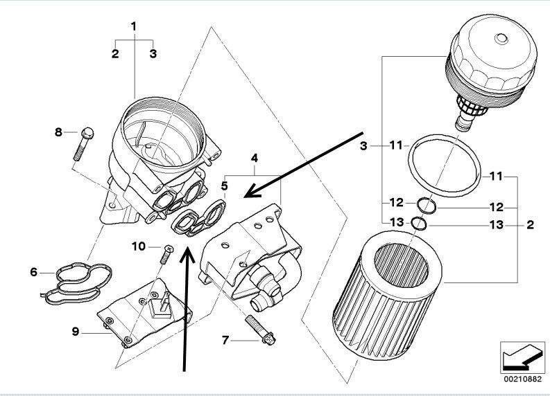 Oil Filter Housing Gasket BMW E46 316i, 318i, N42 & N46 engines 11427508970 eBay