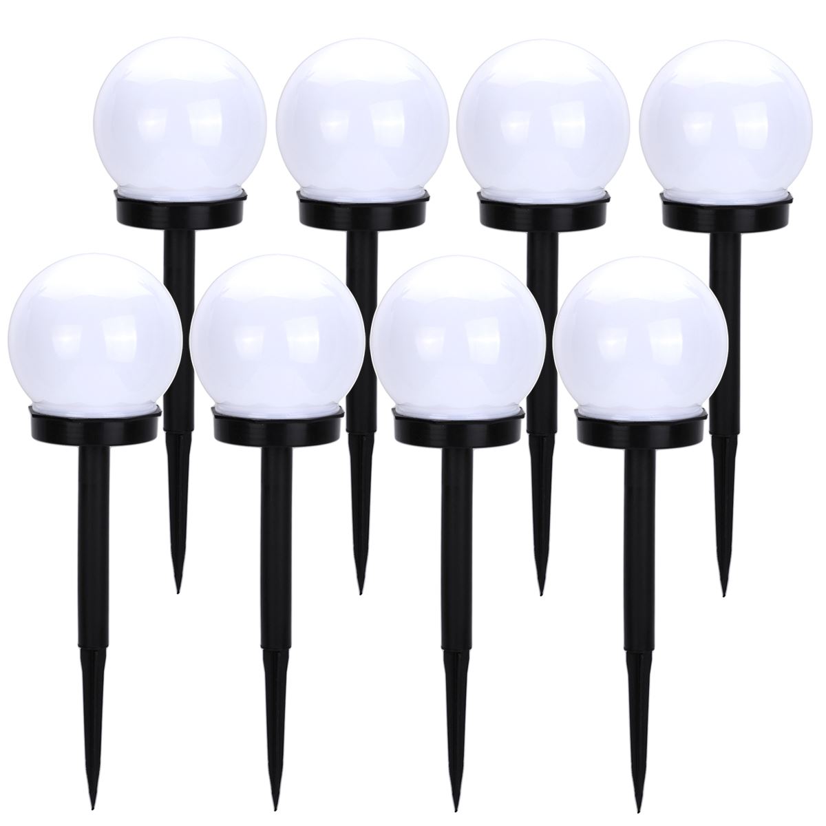 Modern Large Outdoor Solar Powered White Globe Ball Garden Stake Post