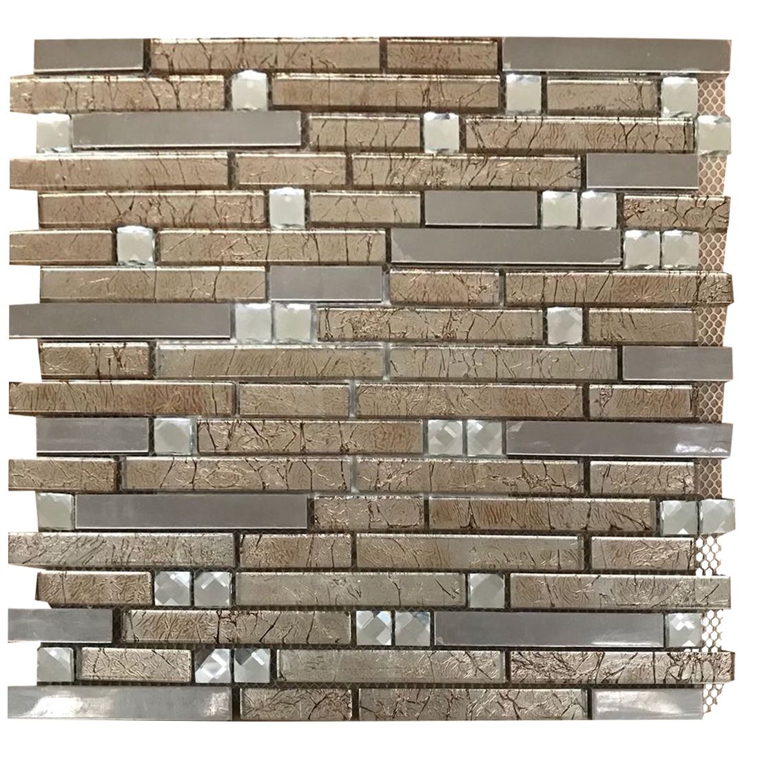 Gold Crystal Brick Glass Square Mosaic Tiles Sheet Walls Floors