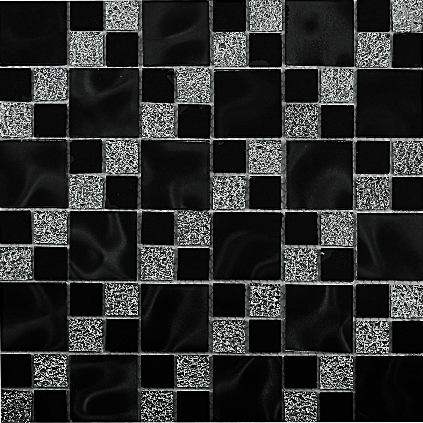 Black & White Crystal Mosaic Tiles – Sheet for Walls & Floors Bathroom Kitchen - Picture 3 of 7