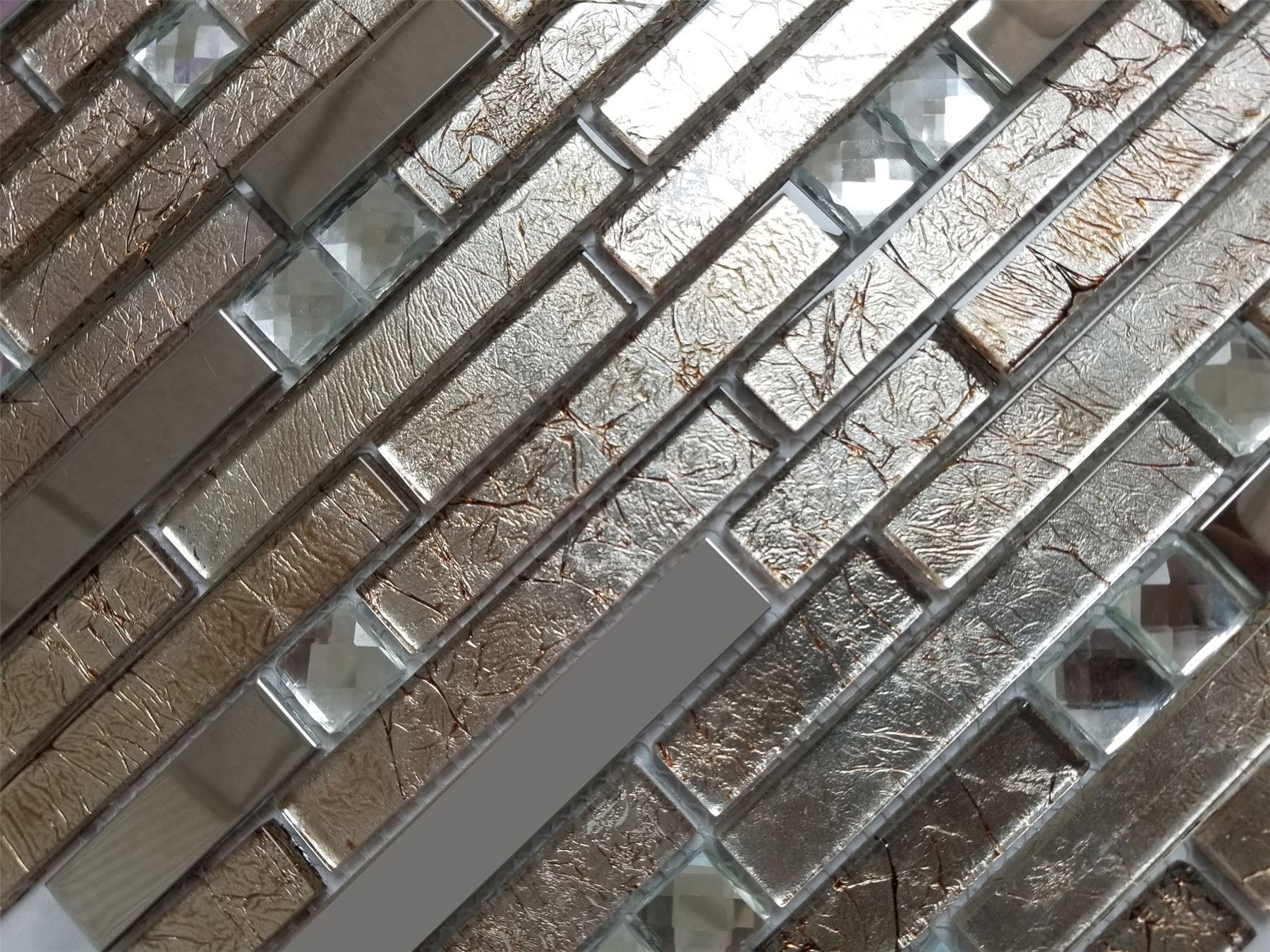 GOLD CRYSTAL BRICK Glass Square Mosaic Tiles Sheet Walls Floors