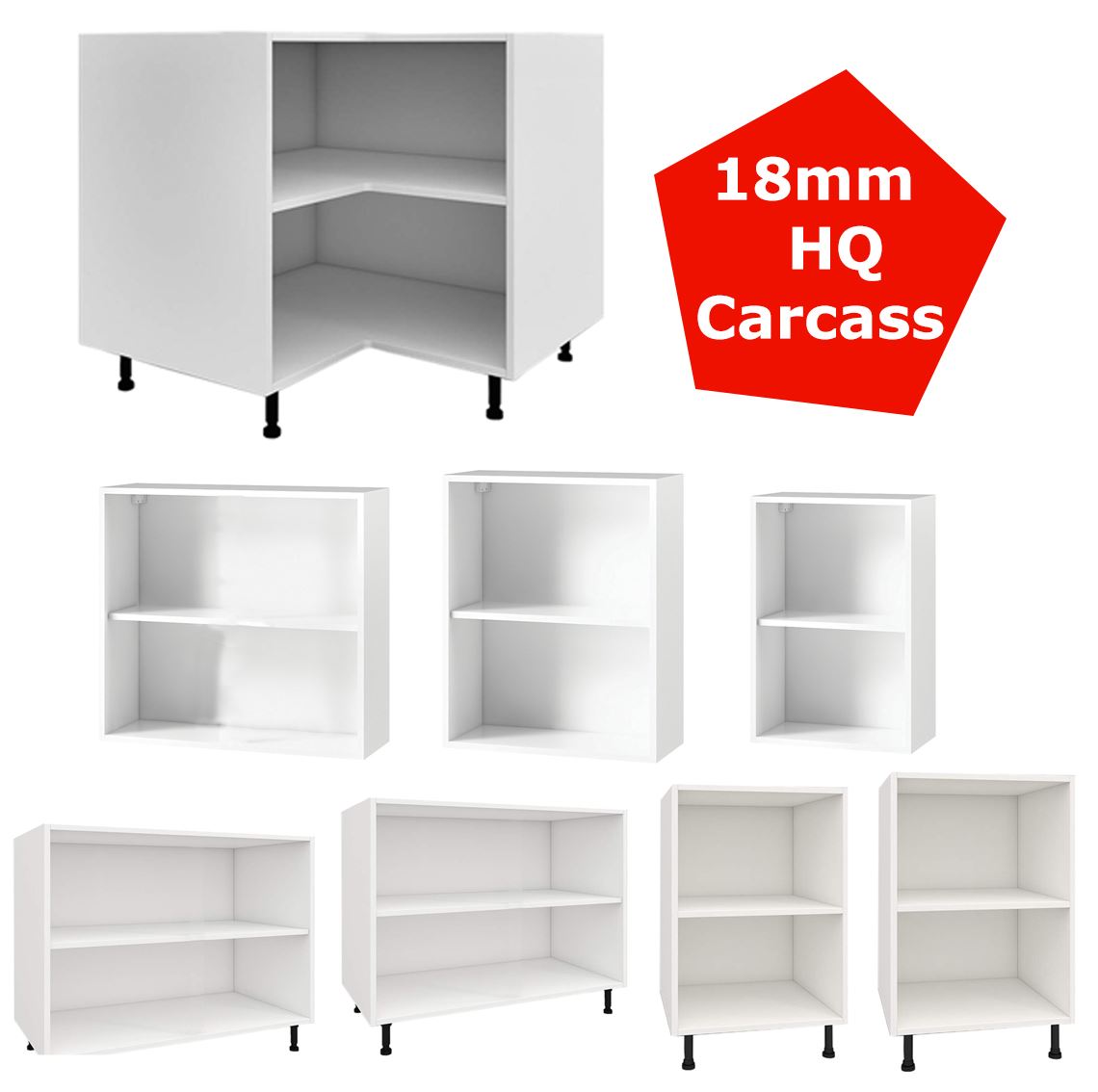 Kitchen Full Drawer Base Units White Cabinets Carcases Drawing Cupboards Storage