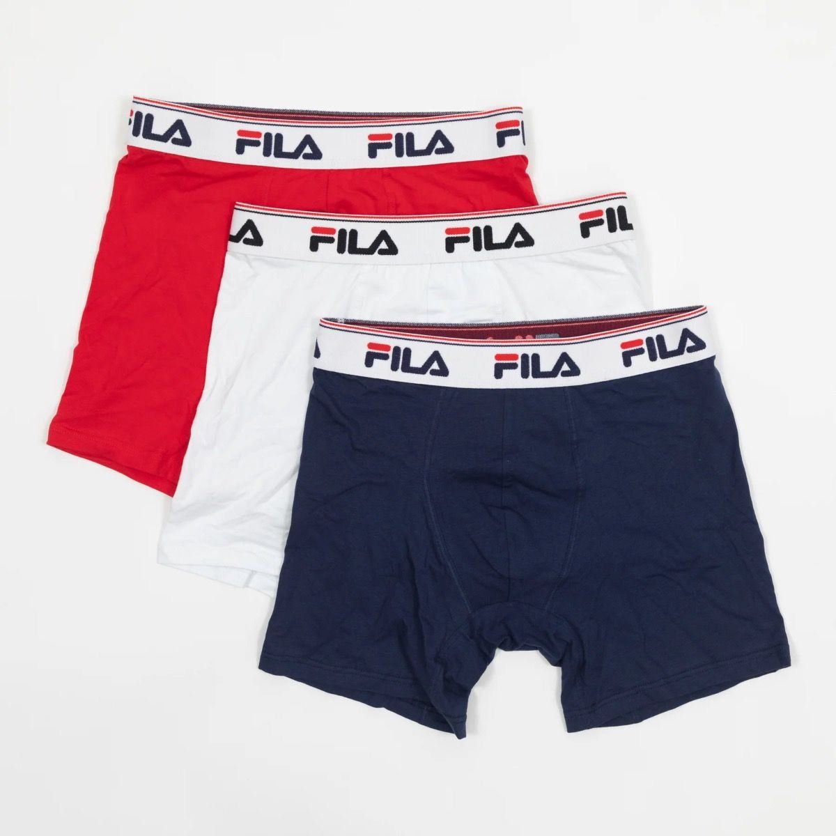 Fila Mens Tristan 3-Pack Trunks Shorts Navy/White/Red - Picture 5 of 14