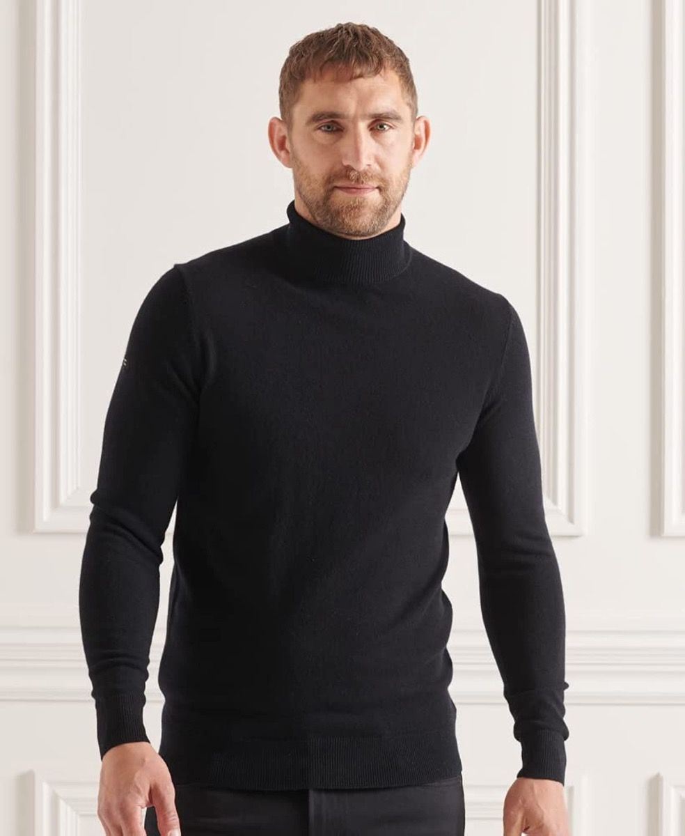 Superdry Hombre Studios Lana de Cordero Cuello Redondo Jersey Negro - Imagen 7 de 40