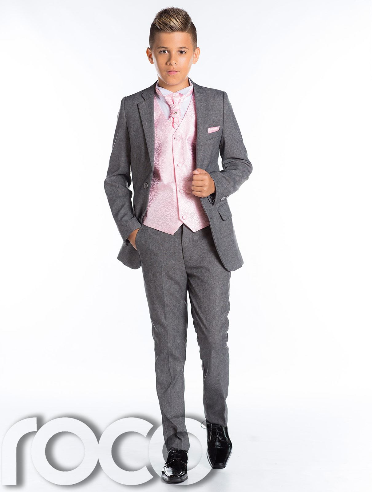 Boys' Clothing (Sizes 4 & Up) Boys Grey Suit Cravat Grey Slim Fit Suit