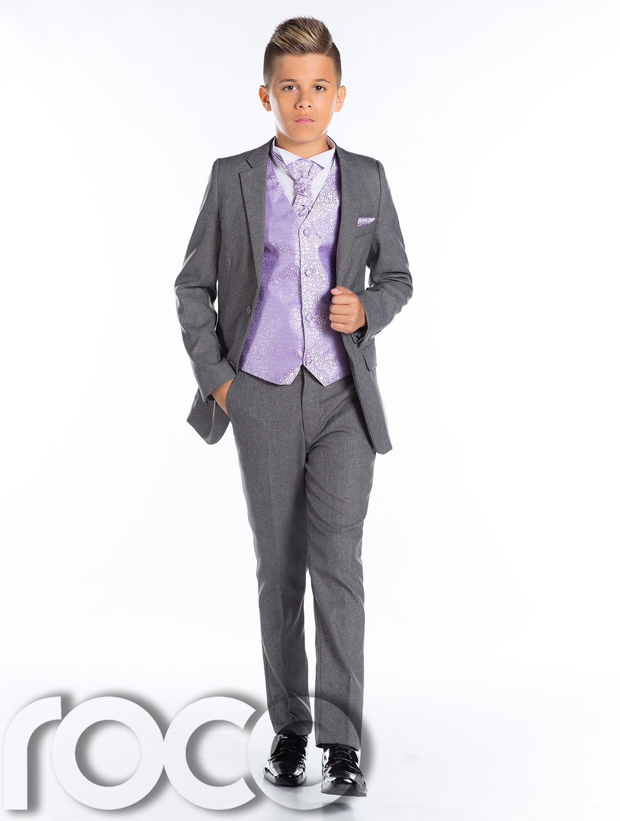 Y /& Z Page Boy Wedding Christening 2pc Design Grey Suit with Cravat