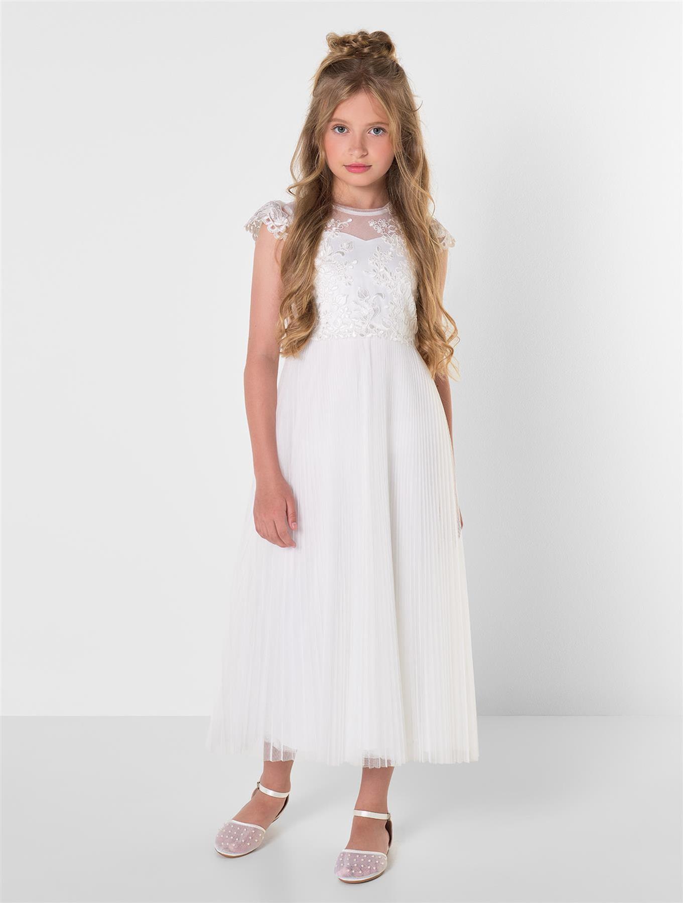 Girls White Prom Dress, Girls Wedding, Bridesmaid, Flower Girl Dress 6-15 Years - Picture 2 of 9