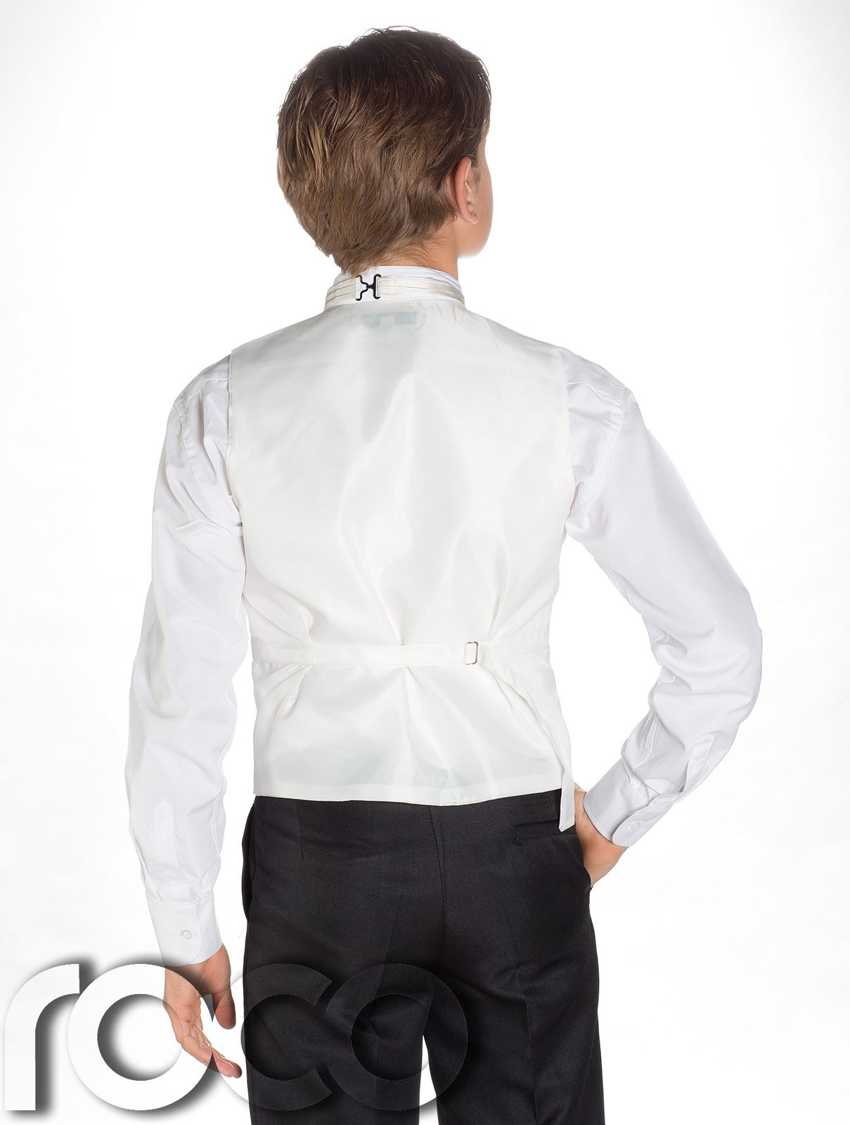 RAGAZZI Gilet a righe /& Cravatta Suit Set Con Pantaloni Neri pagina Boy vestiti