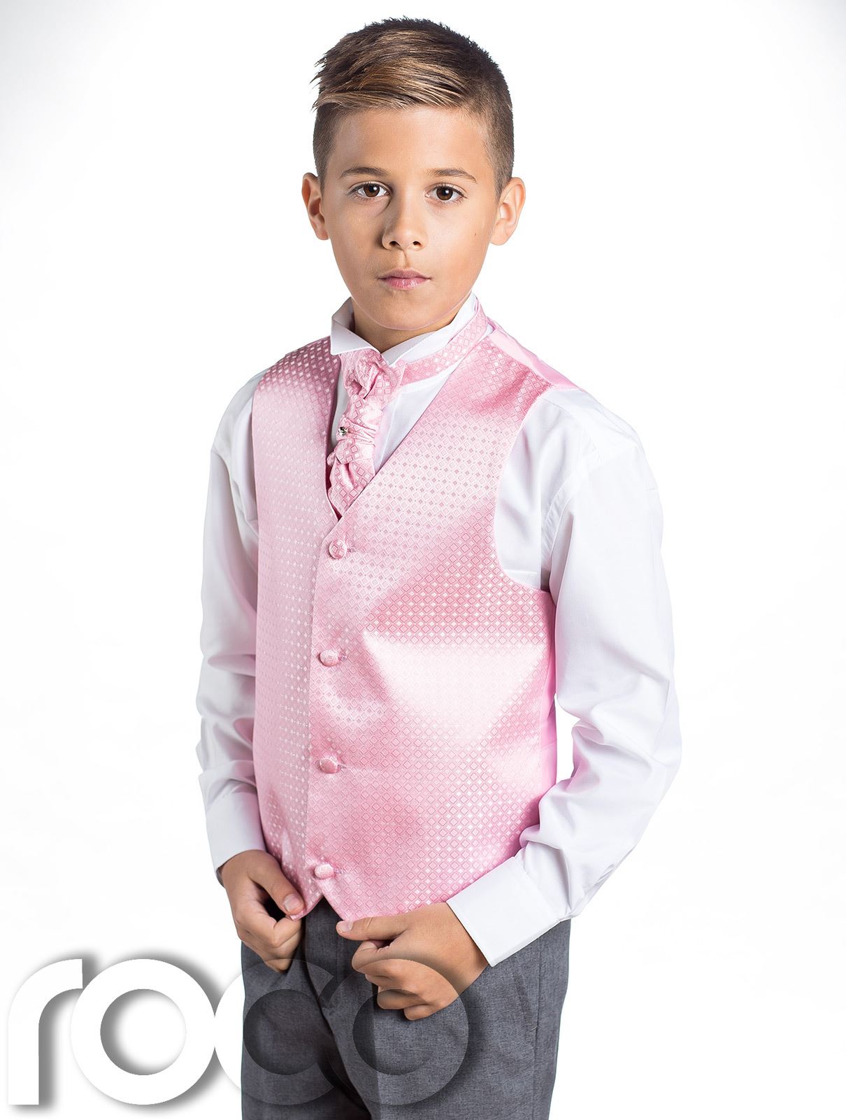 Page Boy Wedding Waistcoat Cravat Set in Blue Purple Ivory Red Boys Suit