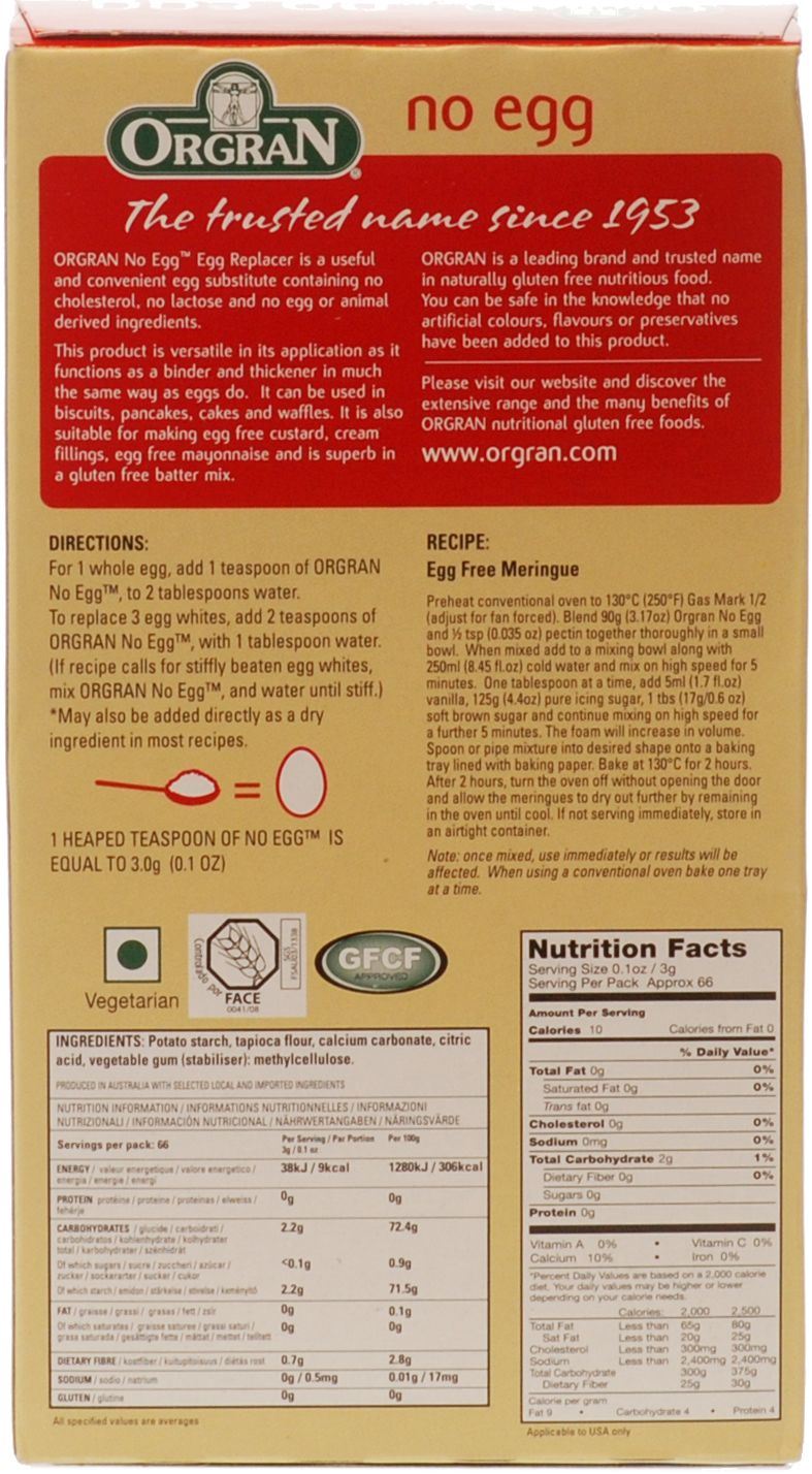 Orgran No Egg Natural Egg Replacer 200g 720516010552 eBay