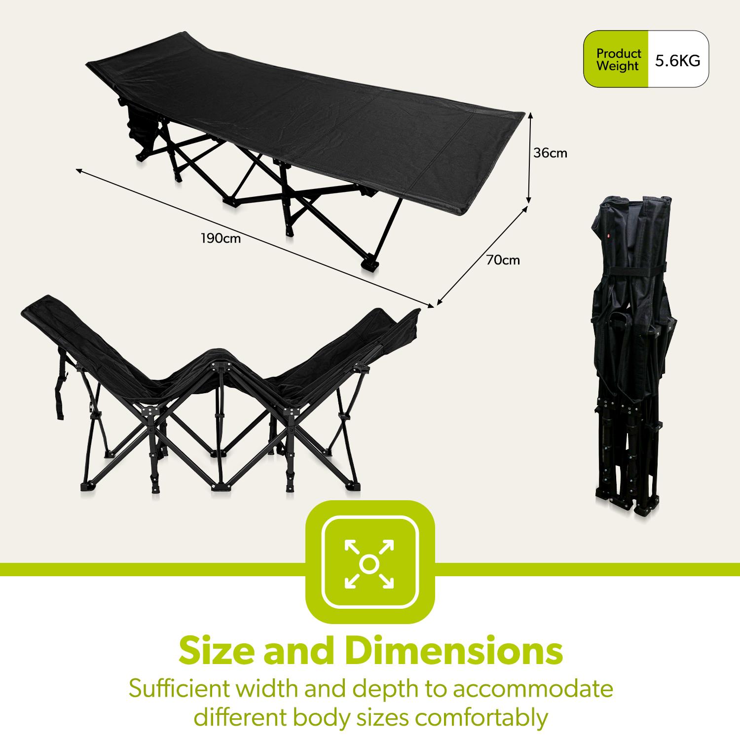 Royalford Camping Cot Bed Single Portable Outdoor Travel Sleeping Fishing - Picture 13 of 18