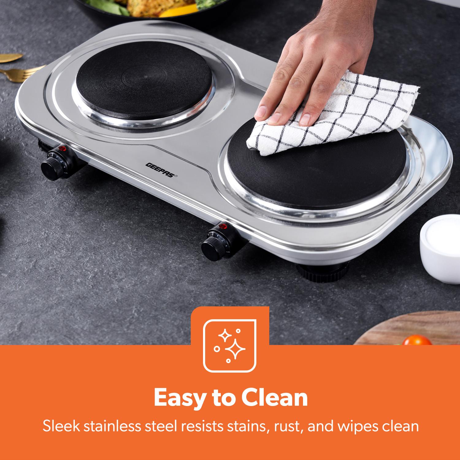 Hot Plate Electric Cooker Double Single Portable Table Top Hob 1500/2500W Geepas - Picture 5 of 17