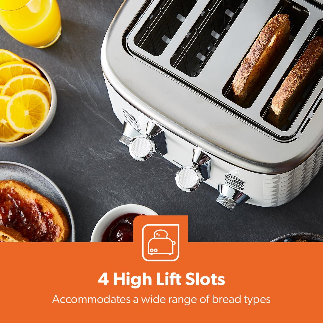 GEEPAS Argyle 4 Slice Bread Toaster 7 Level Browning Control Defrost Reheat - Picture 20 of 25