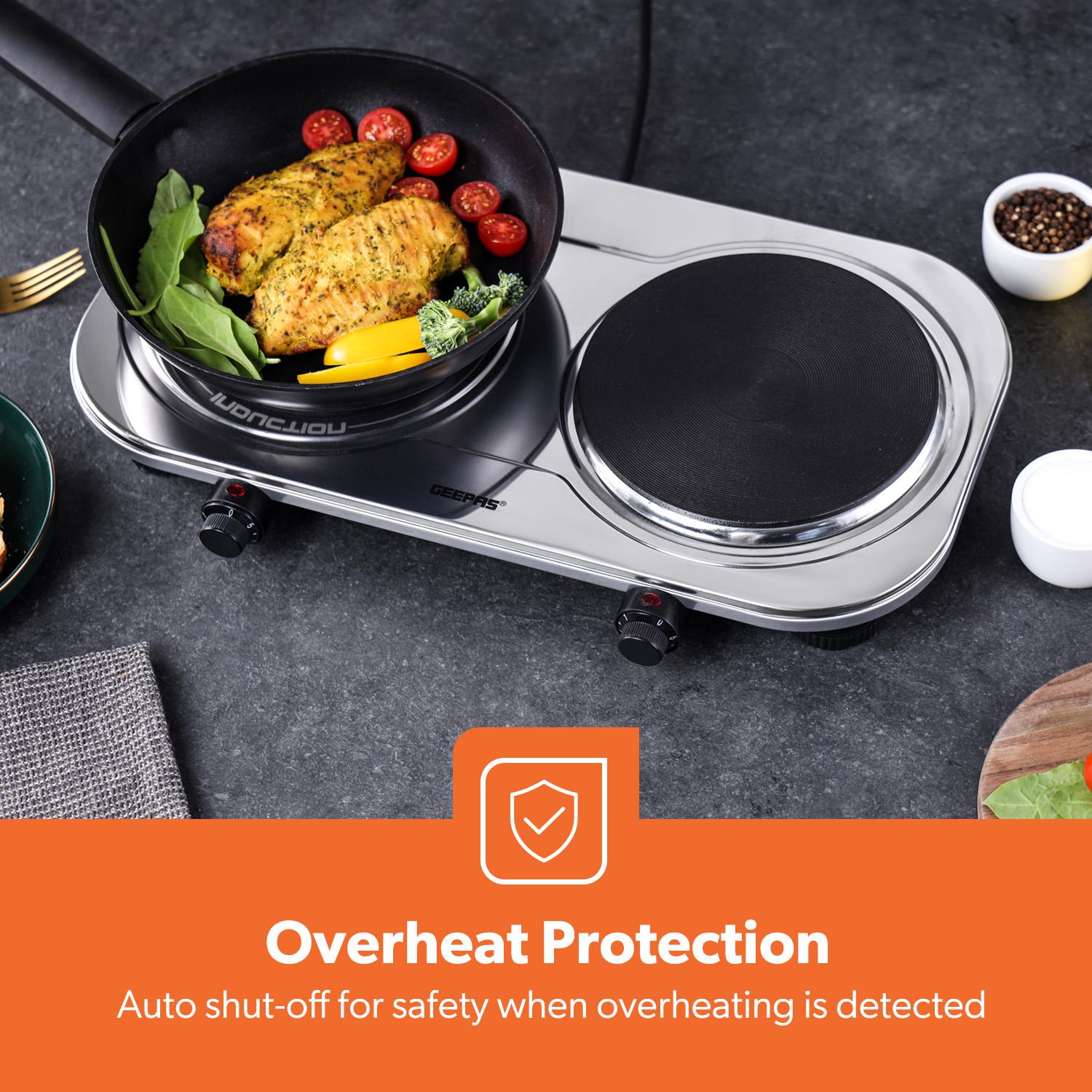 Hot Plate Electric Cooker Double Single Portable Table Top Hob 1500/2500W Geepas - Picture 8 of 17