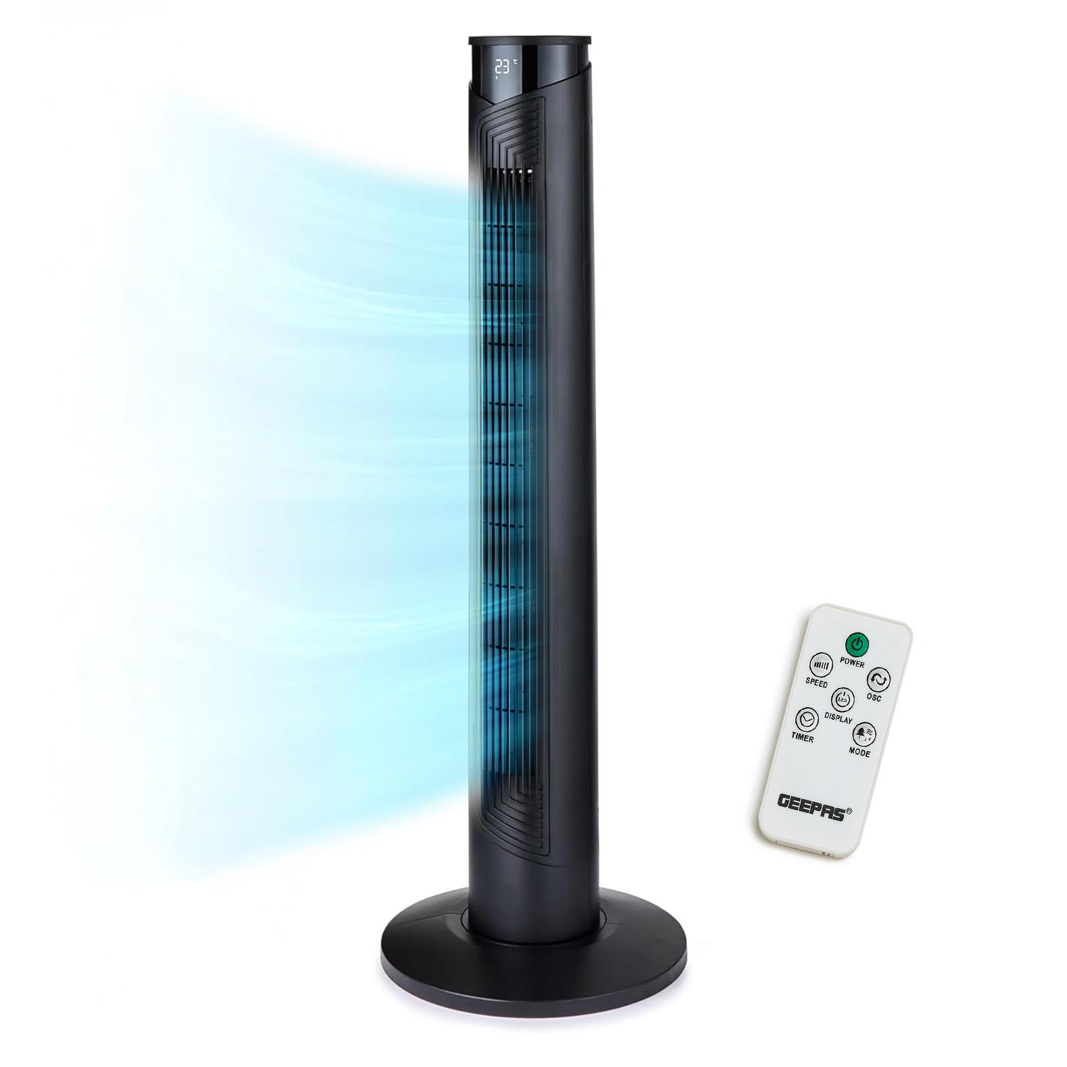 GEEPAS Digital Tower Fan Oscillating 3 Speed 4 Modes Remote Timer LED Display - Picture 2 of 33