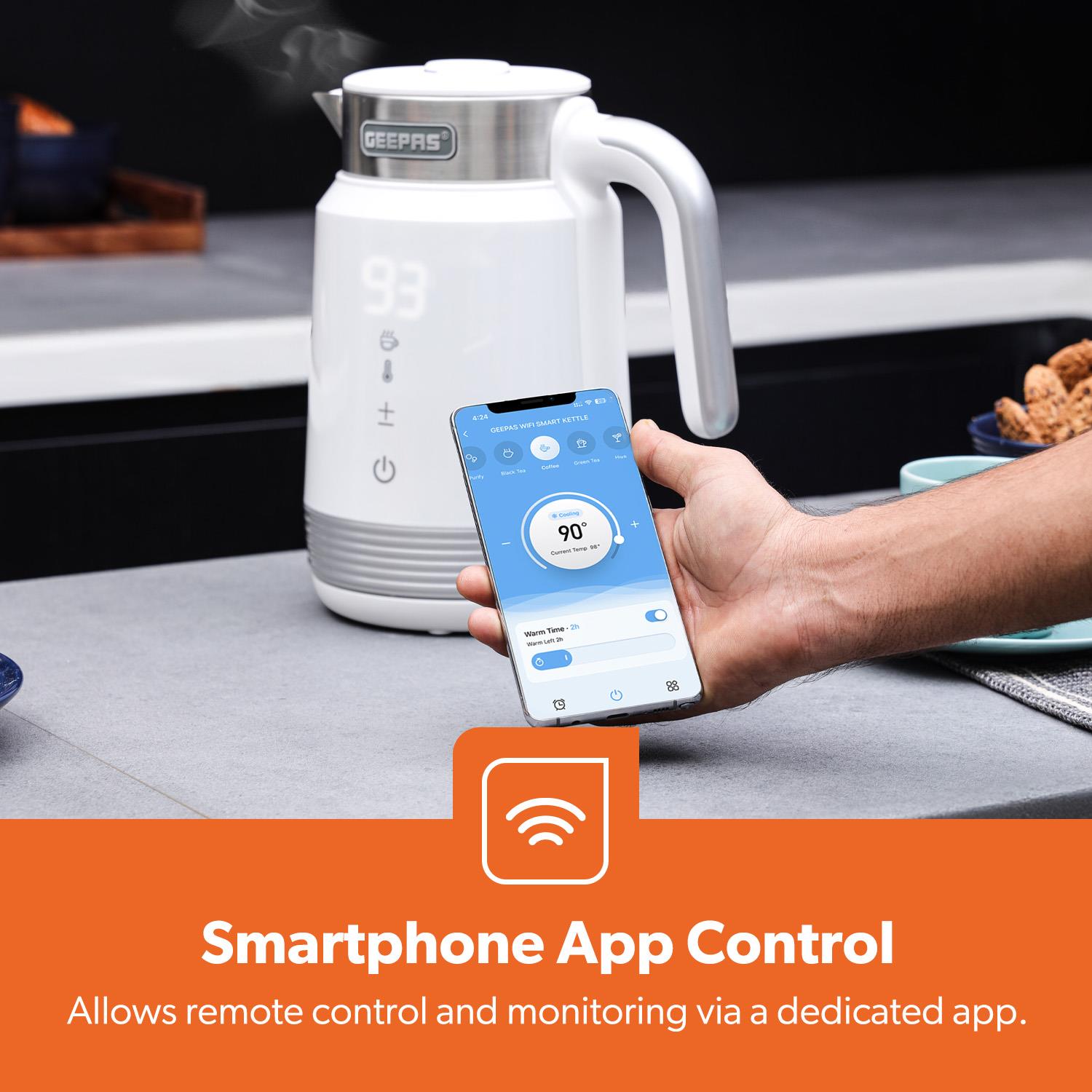 GEEPAS 1.7L Smart Stainless-Steel Digital Kettle Alexa Google Voice 2200W - Picture 14 of 16
