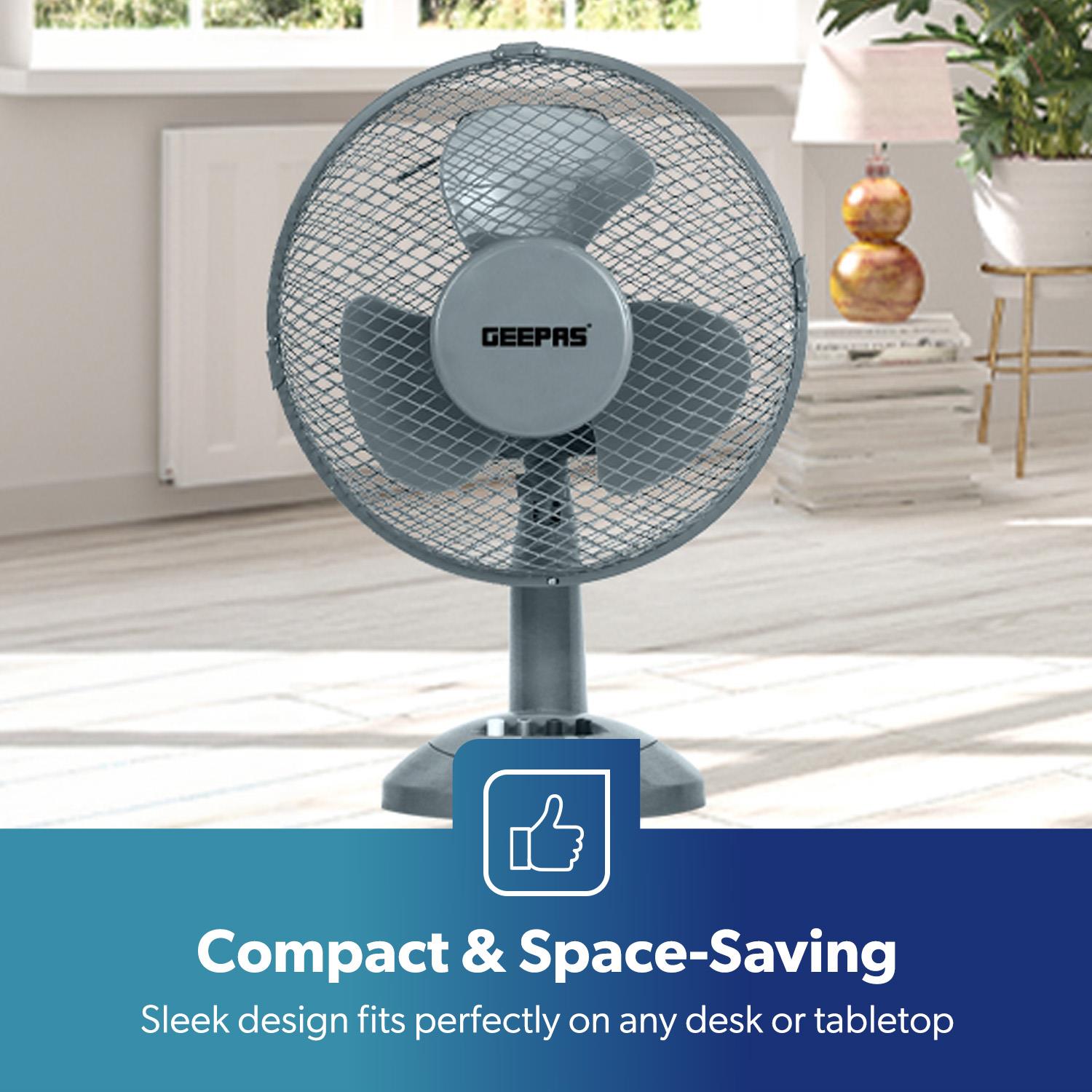 GEEPAS 9" Tischventilator Oszillierend Luftkühlung Tischventilator 2 Geschwindigkeiten 3 Flügel - Bild 17 von 26