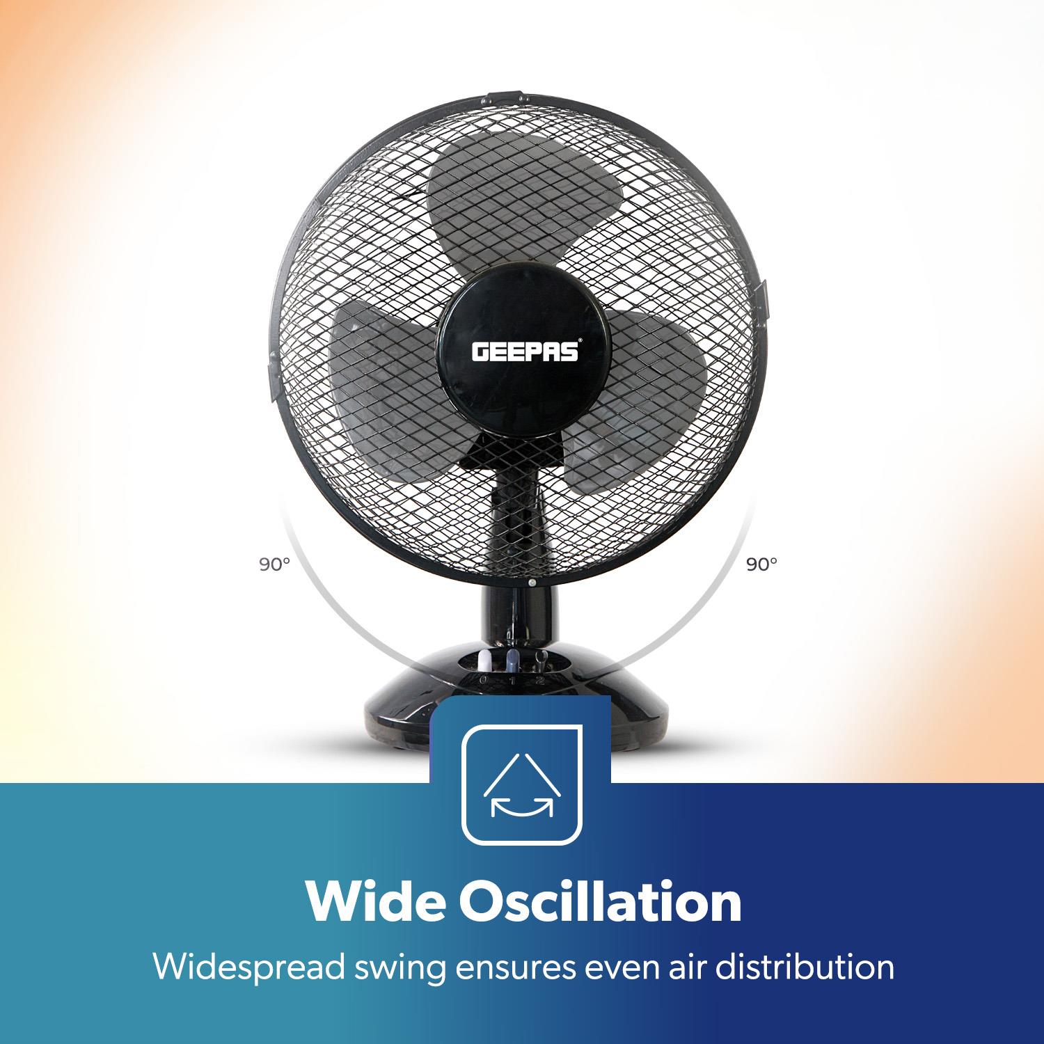 GEEPAS 9" Tischventilator Oszillierend Luftkühlung Tischventilator 2 Geschwindigkeiten 3 Flügel - Bild 5 von 26
