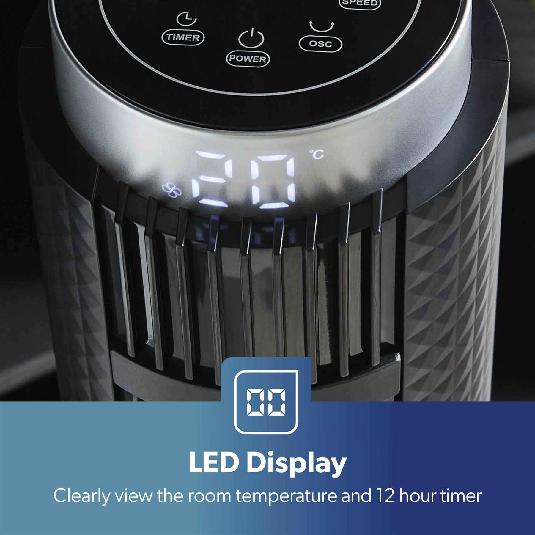 GEEPAS Digital Tower Fan Oscillating 3 Speed 4 Modes Remote Timer LED Display - Picture 14 of 33