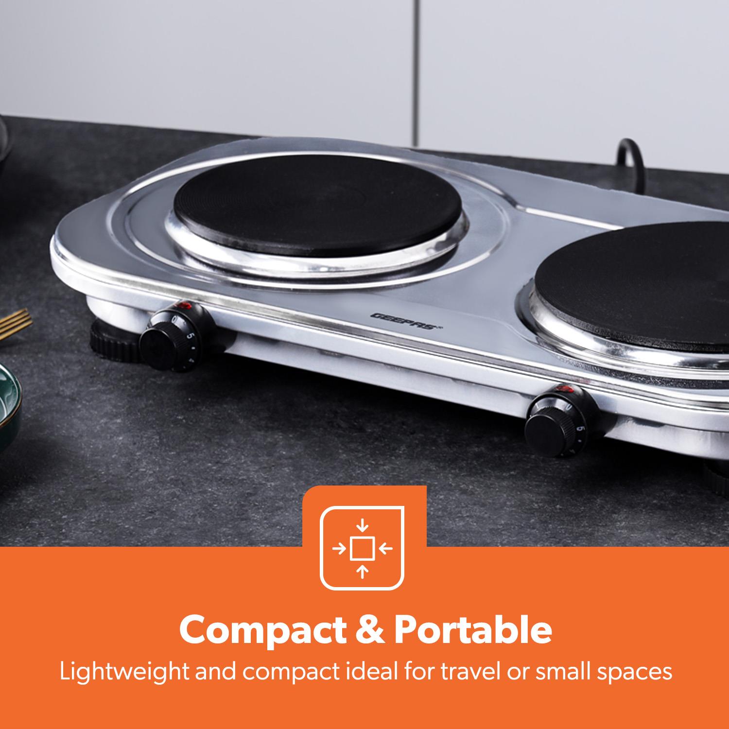 Hot Plate Electric Cooker Double Single Portable Table Top Hob 1500/2500W Geepas - Picture 9 of 17