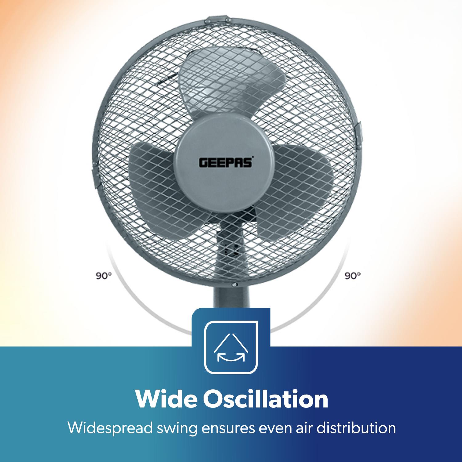 GEEPAS 9" Tischventilator Oszillierend Luftkühlung Tischventilator 2 Geschwindigkeiten 3 Flügel - Bild 13 von 26