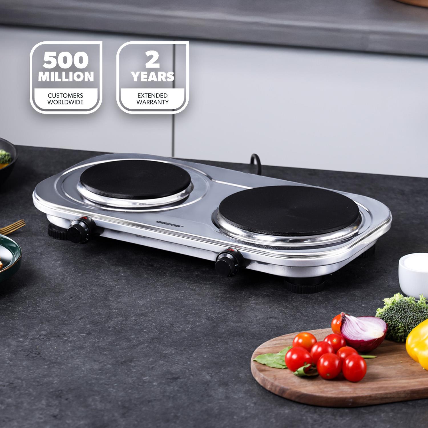 Hot Plate Electric Cooker Double Single Portable Table Top Hob 1500/2500W Geepas - Picture 3 of 17
