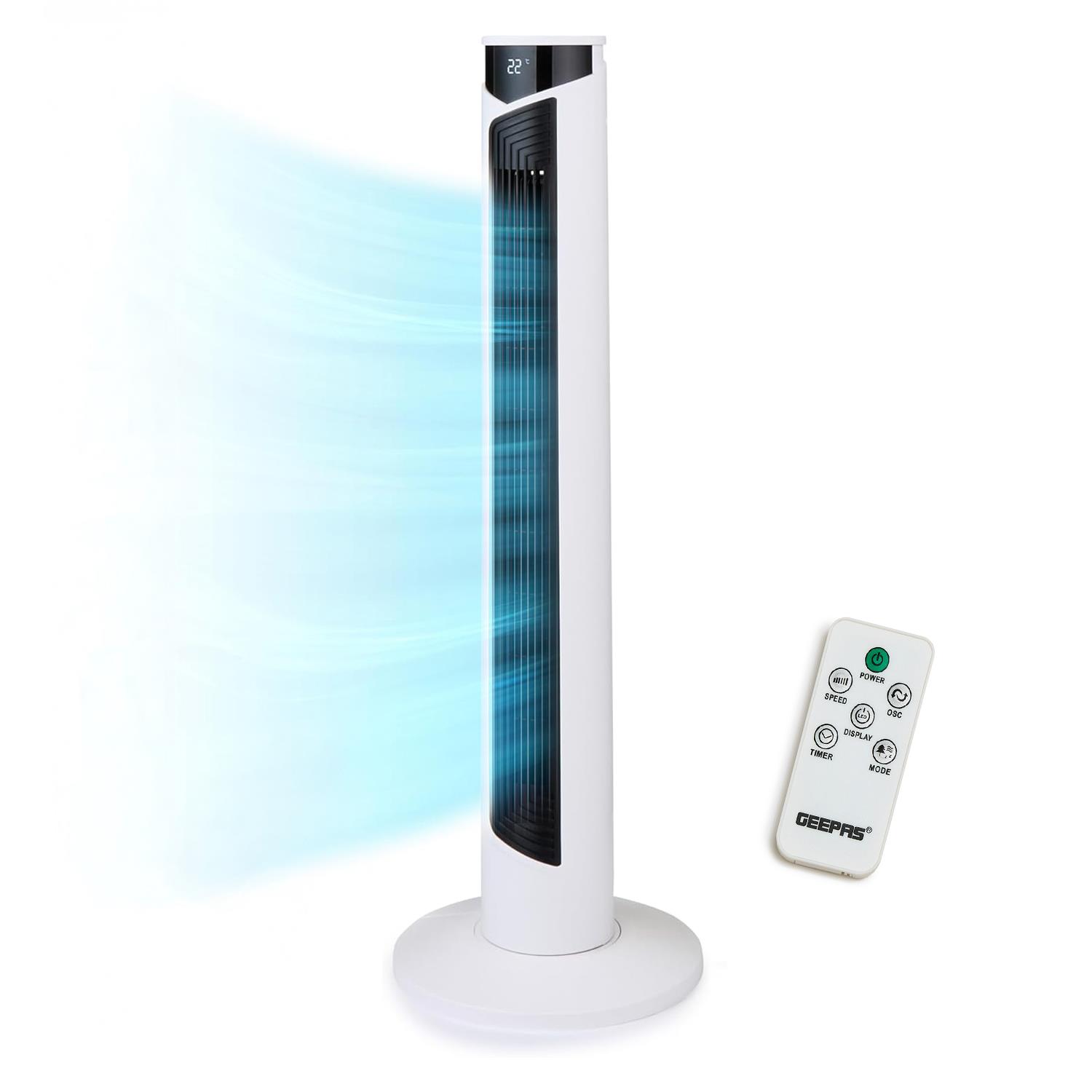 GEEPAS Digital Tower Fan Oscillating 3 Speed 4 Modes Remote Timer LED Display - Picture 18 of 33