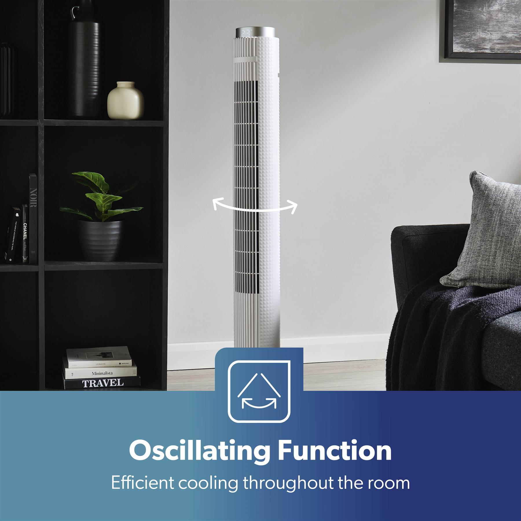 GEEPAS Digital Tower Fan Oscillating 3 Speed 4 Modes Remote Timer LED Display - Picture 32 of 33