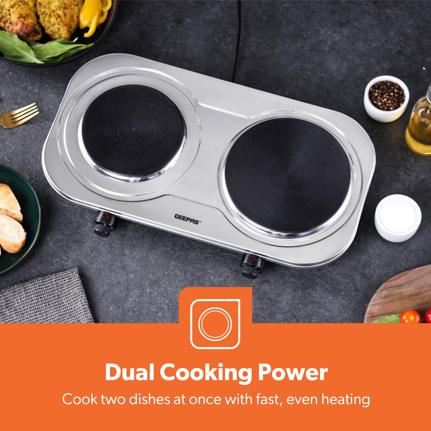 Hot Plate Electric Cooker Double Single Portable Table Top Hob 1500/2500W Geepas - Picture 4 of 17