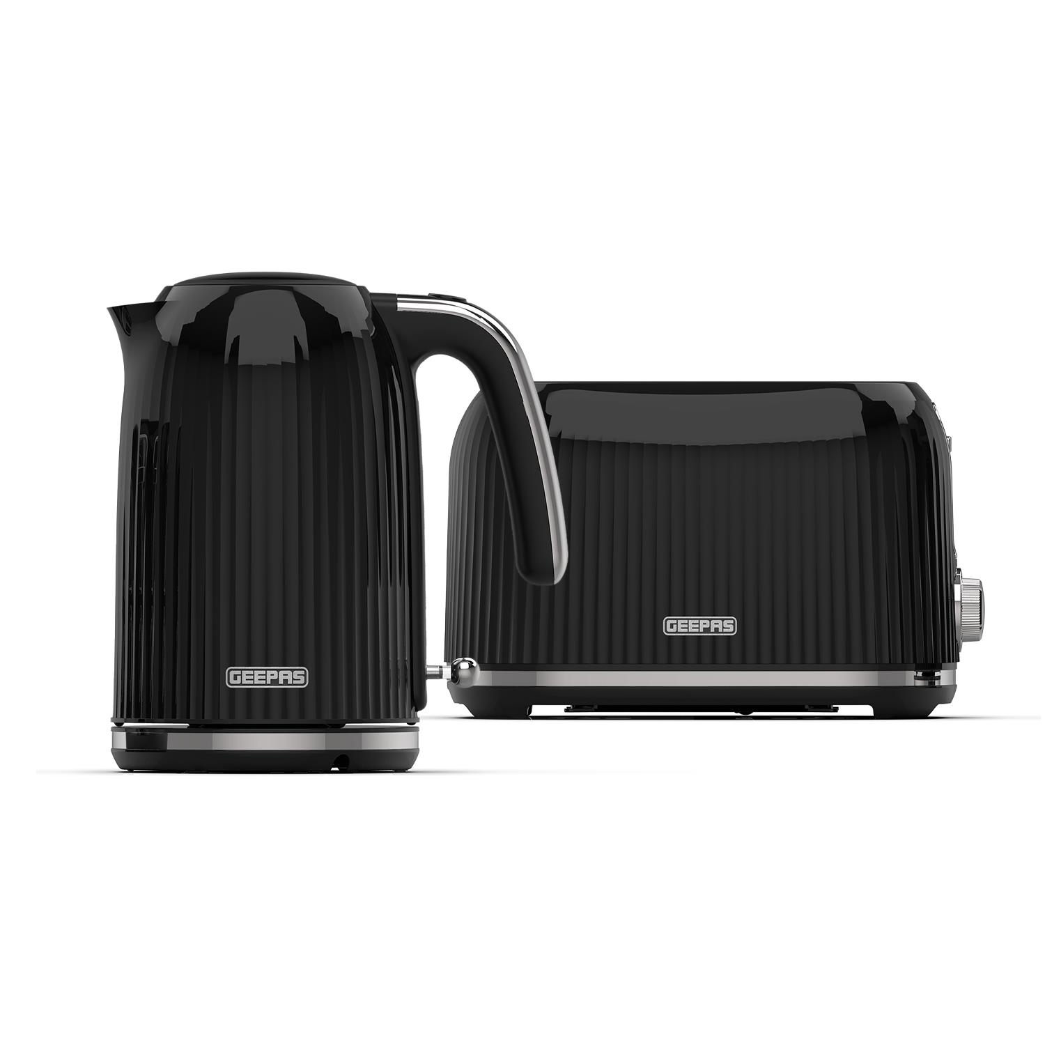 GEEPAS Fluted Collection 2 Slice Bread Toaster & 1.7L Cordless Electric Kettle - Picture 2 of 37