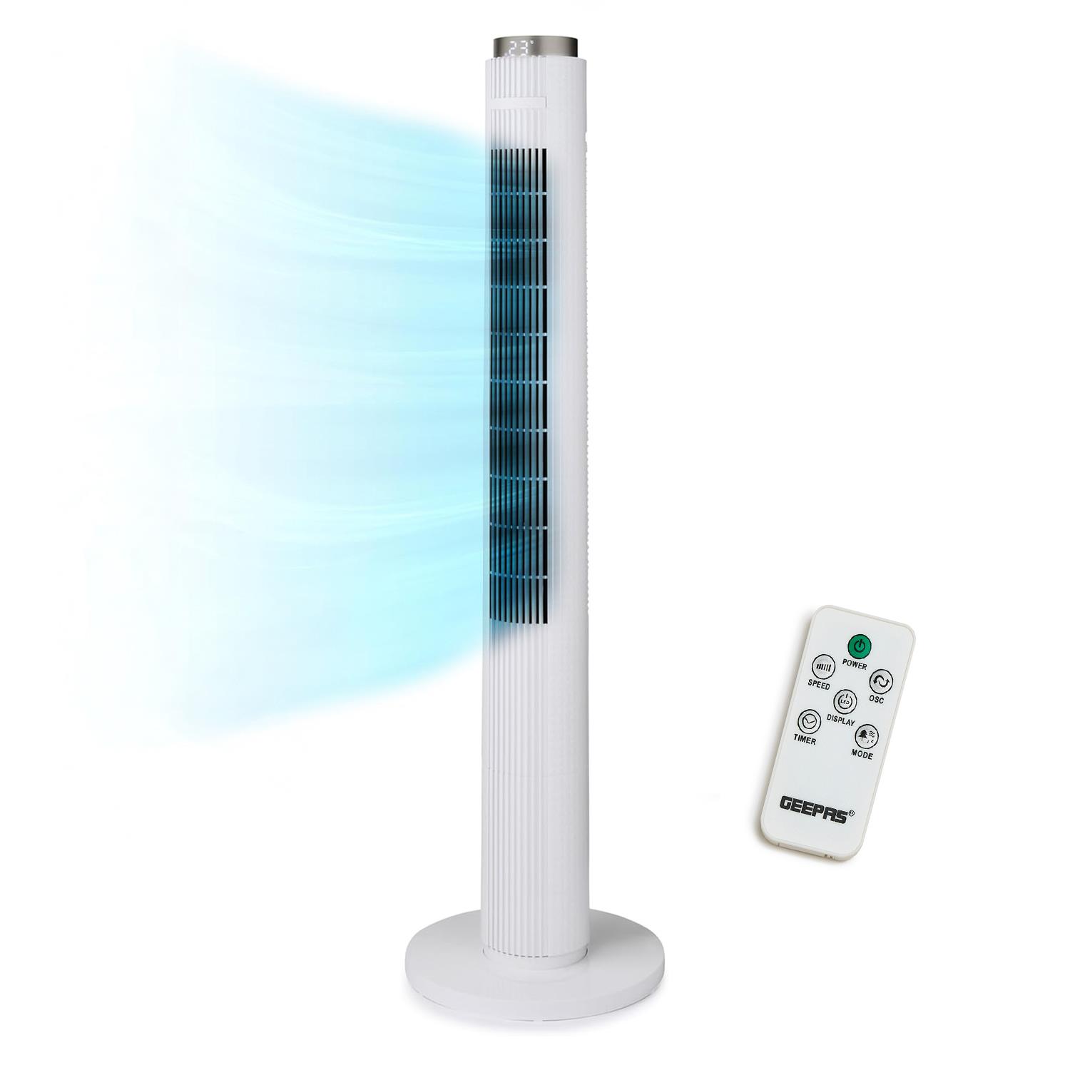 GEEPAS Digital Tower Fan Oscillating 3 Speed 4 Modes Remote Timer LED Display - Picture 26 of 33