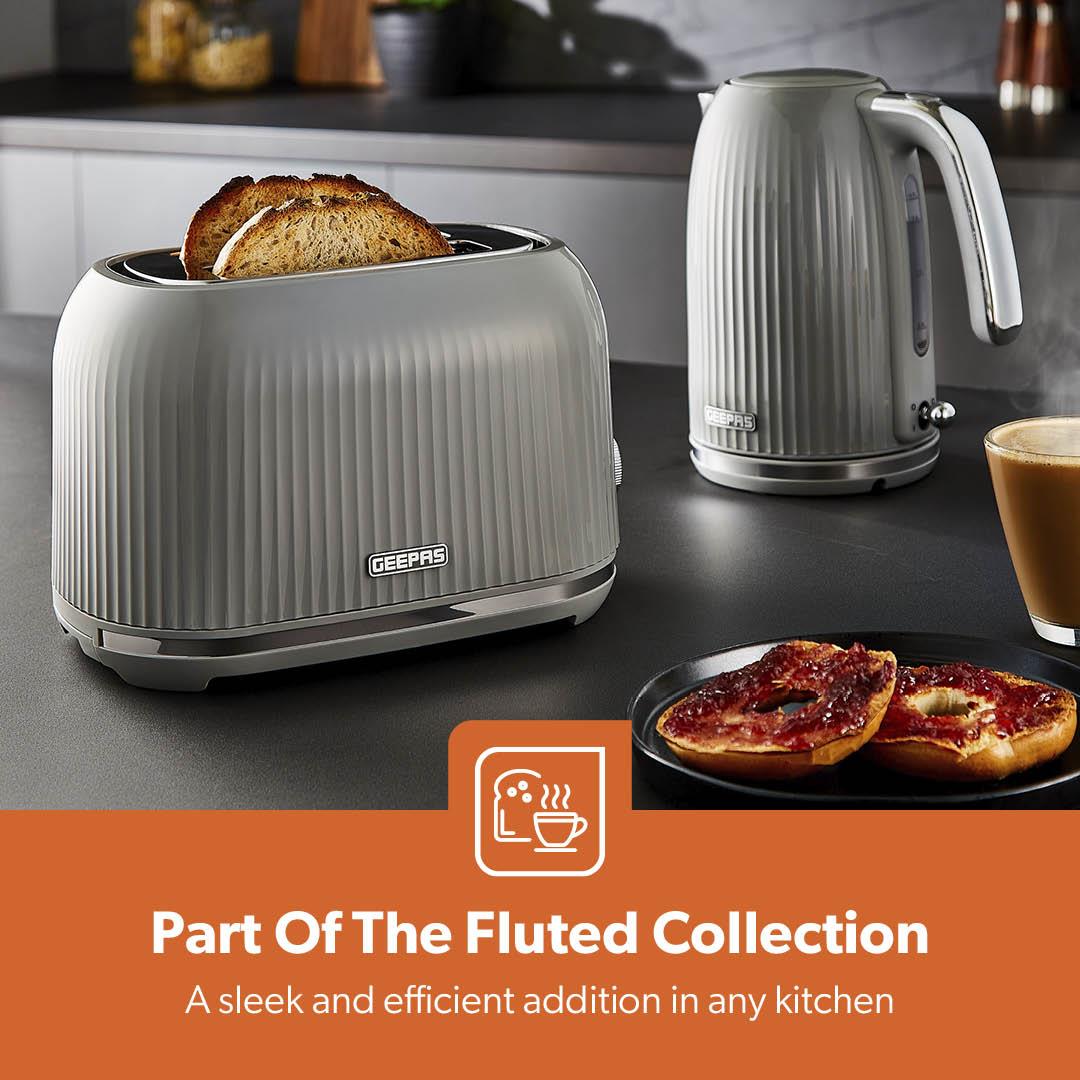 GEEPAS Fluted Collection 2 Slice Bread Toaster & 1.7L Cordless Electric Kettle - Picture 27 of 37