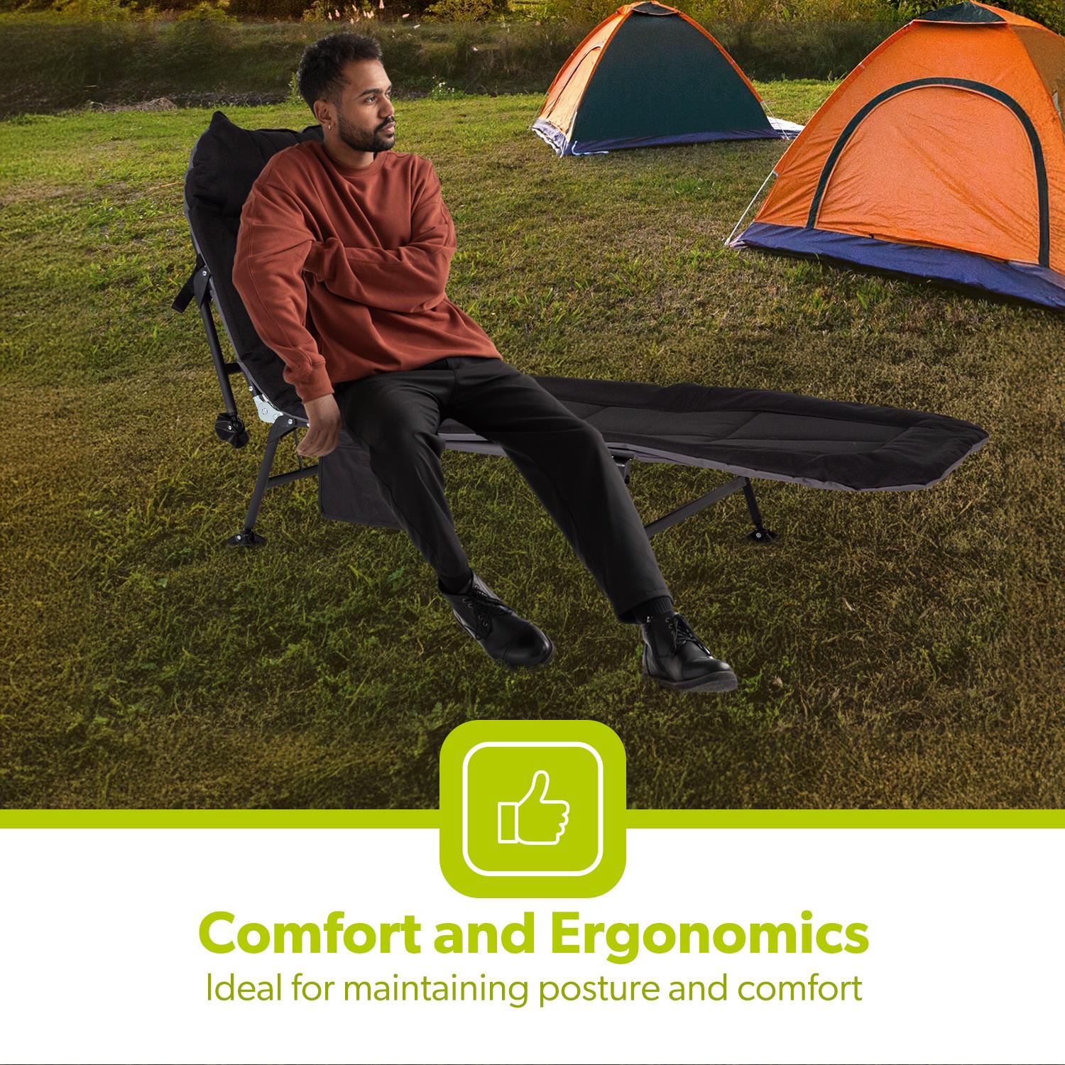 Royalford Camping Cot Bed Single Portable Outdoor Travel Sleeping Fishing - Picture 7 of 18