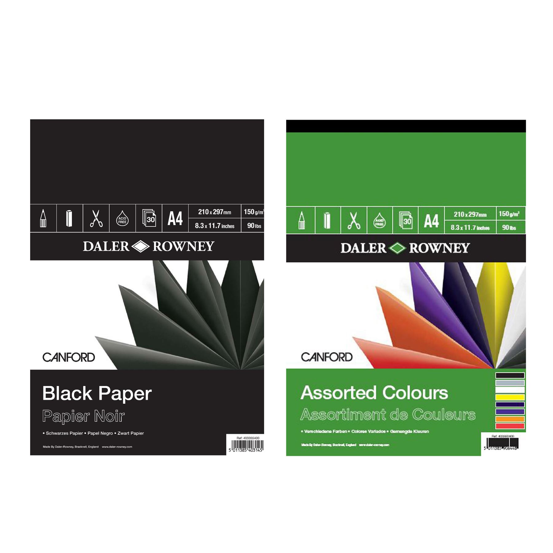 Black 150gsm Paper Daler Rowney Canford Pad A4