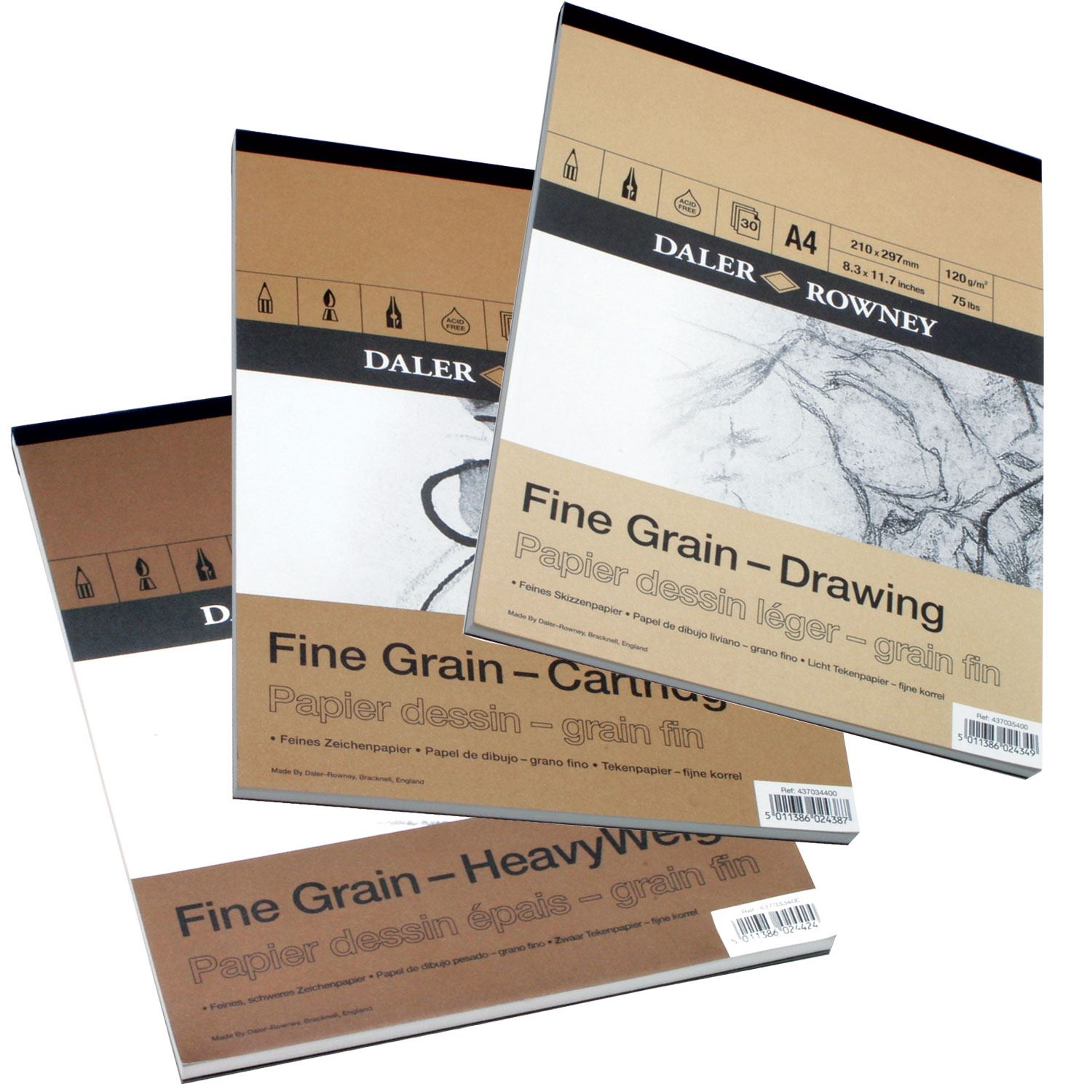 160gsm Daler Rowney Fine Grain Cartridge Pad A3