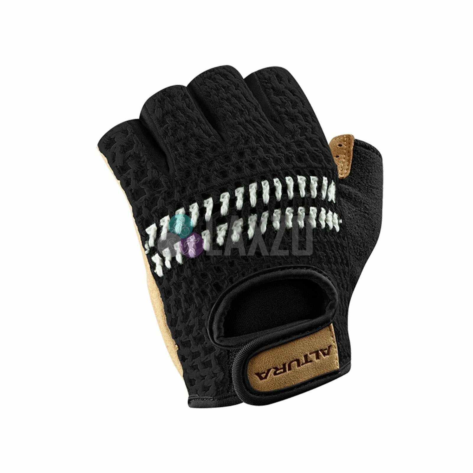 Push Black//Tan Crochet Classic Fingerless Cycling Bike Gloves Med Lrg XLrg Sm XS