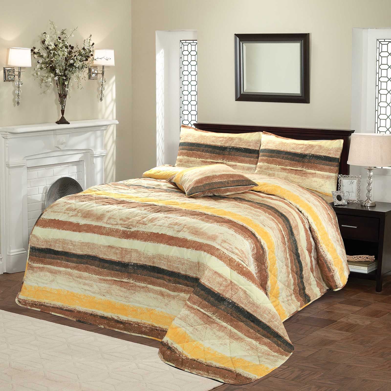 Luxury Soft Printed Polycotton Quilted Bedspreads Bed Spread Throw Double King