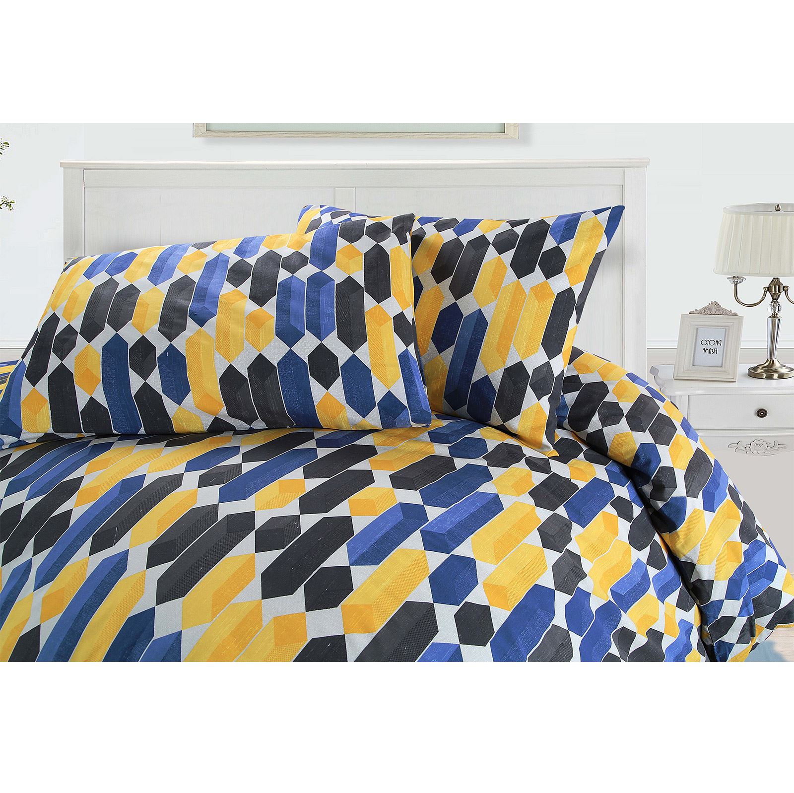 Geometric Stripe MultiColour Cotton Blend Duvet Quilt Cover Bedding