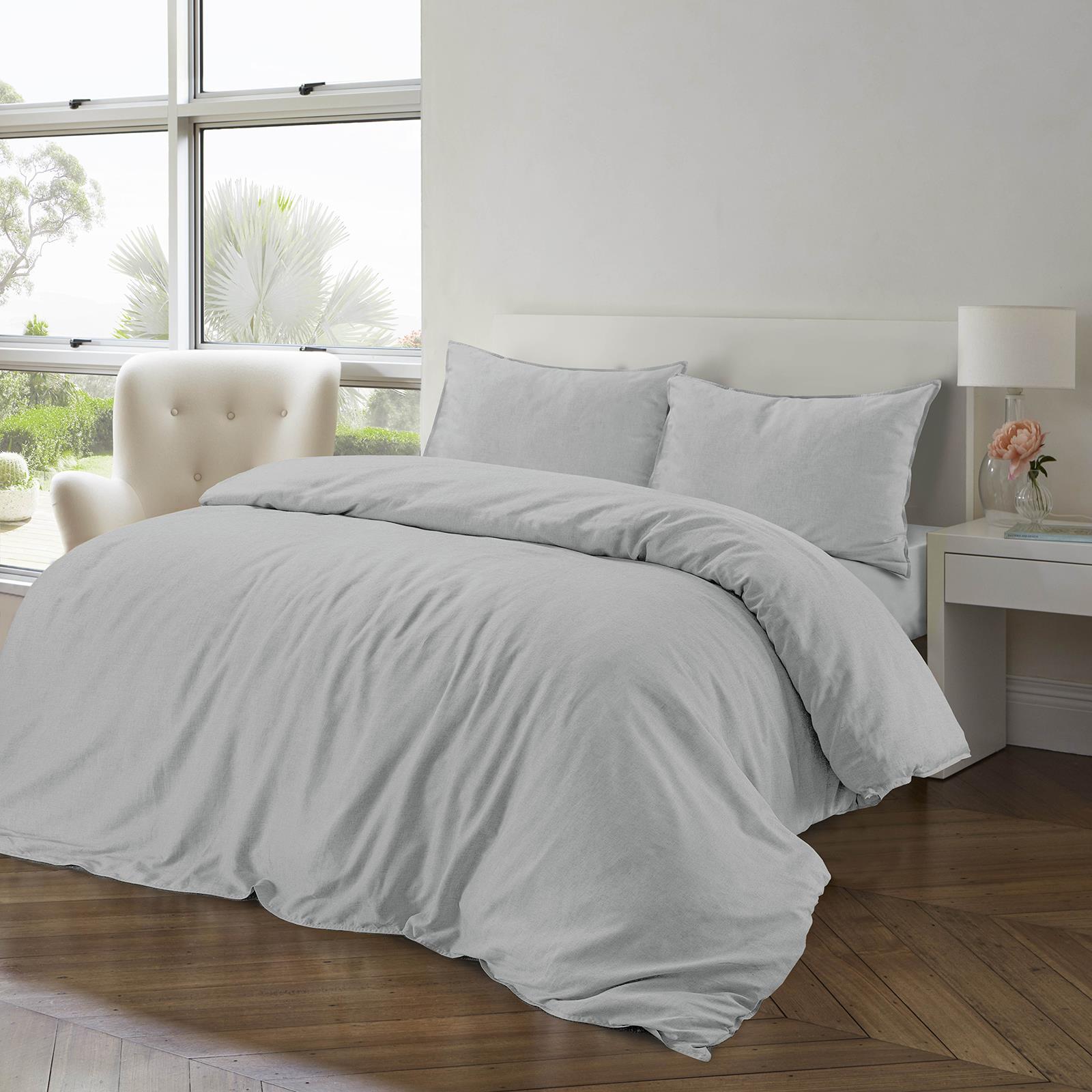 Duvet Cover Set Cotton Linen Blend Single Double Super King Sizes