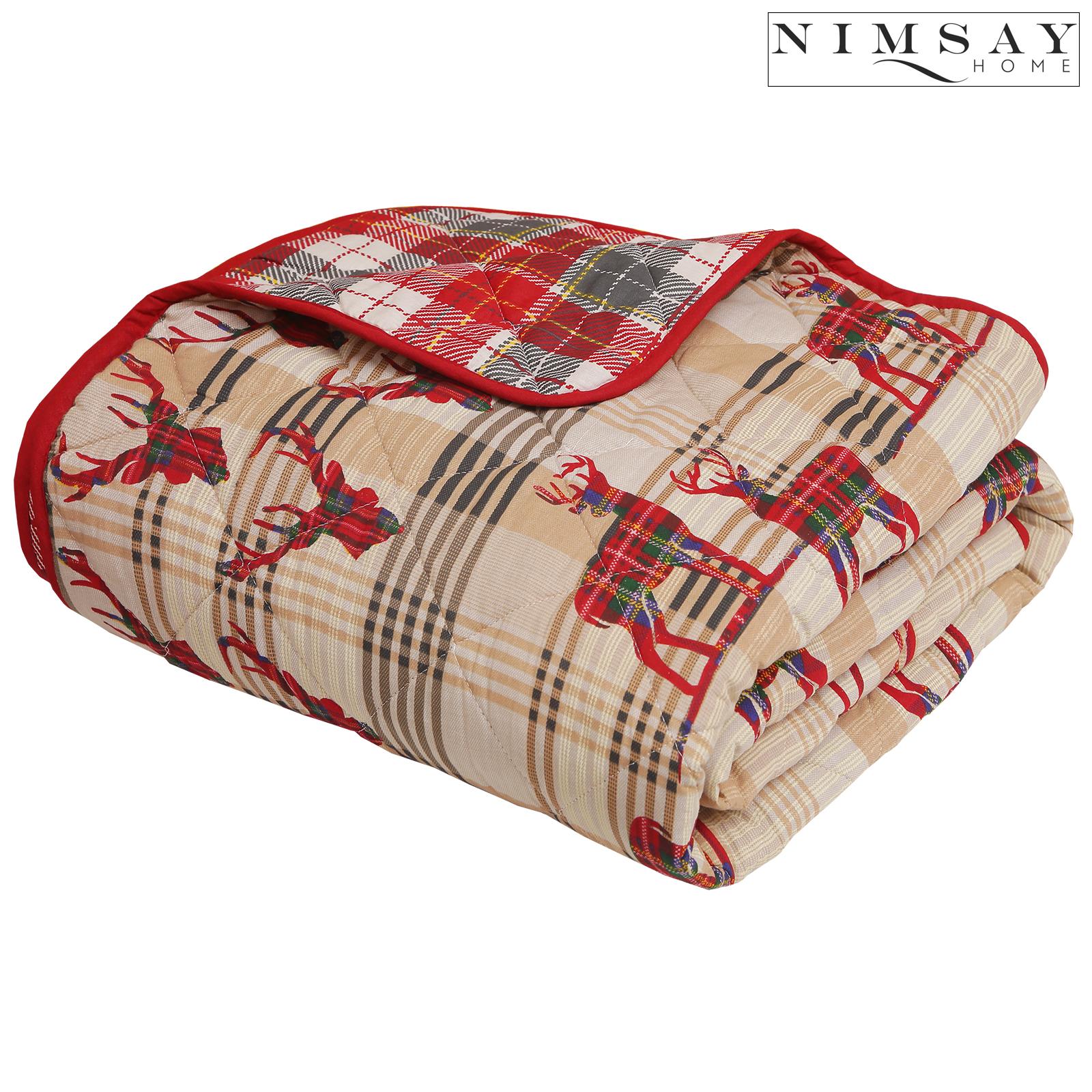 Stag Tartan Quilt Duvet Cover Reversible Bedding Set Single Double