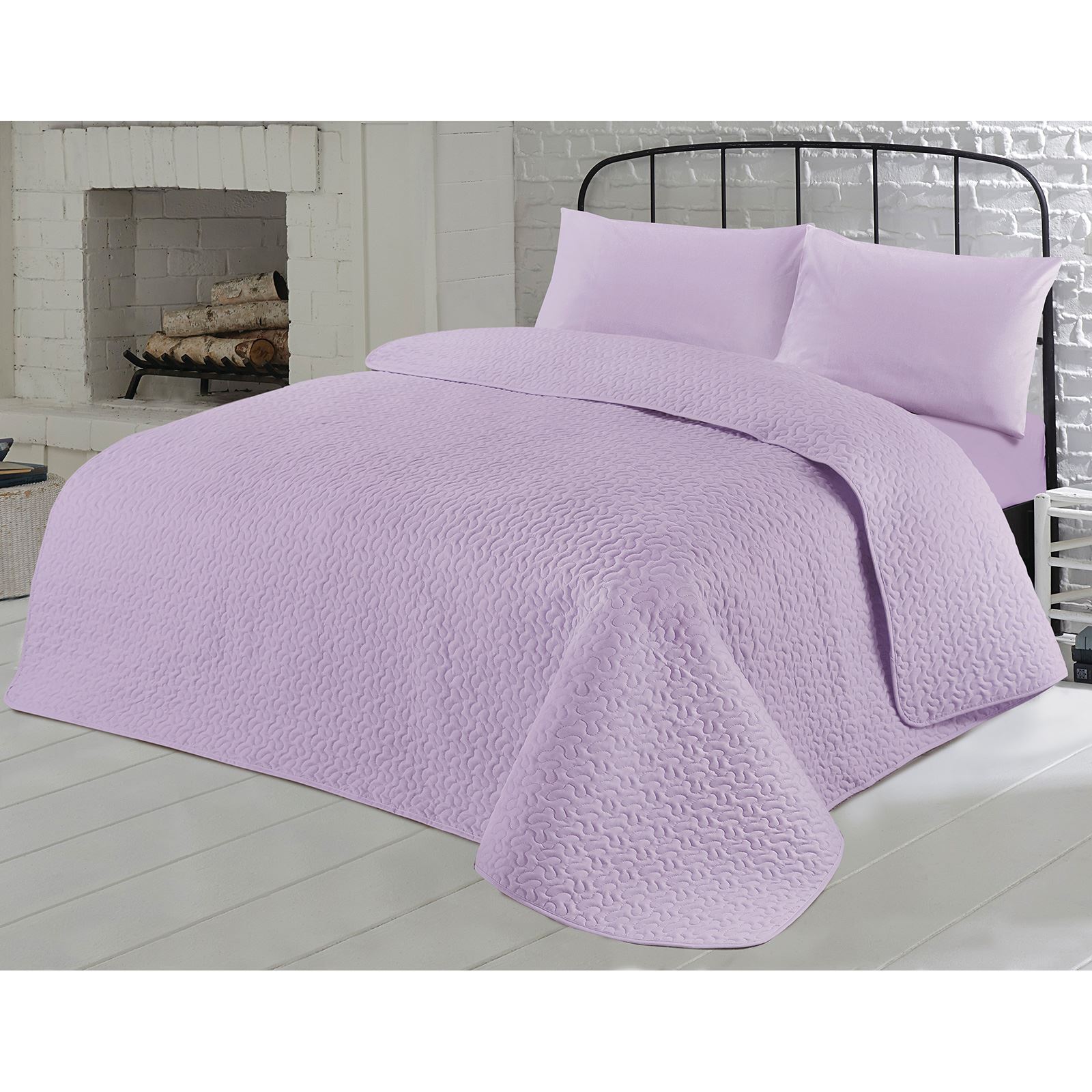Luxury Soft Plain Dyed Polycotton Quilted Bedspread Bed Quilt Throw