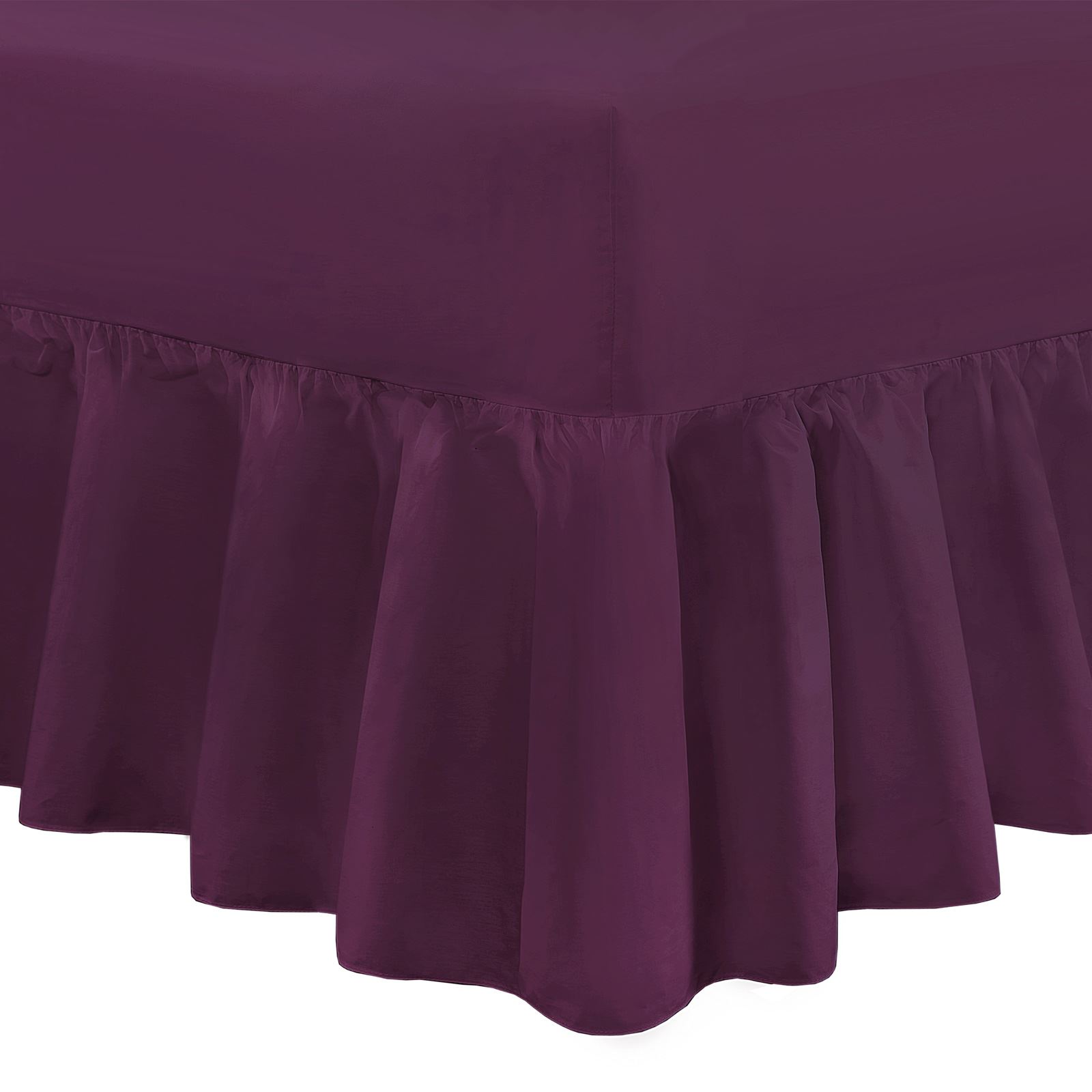 100/% Luxury Percale T200 Cotton Sheet Set Plum Valance Fitted Base Elasticated