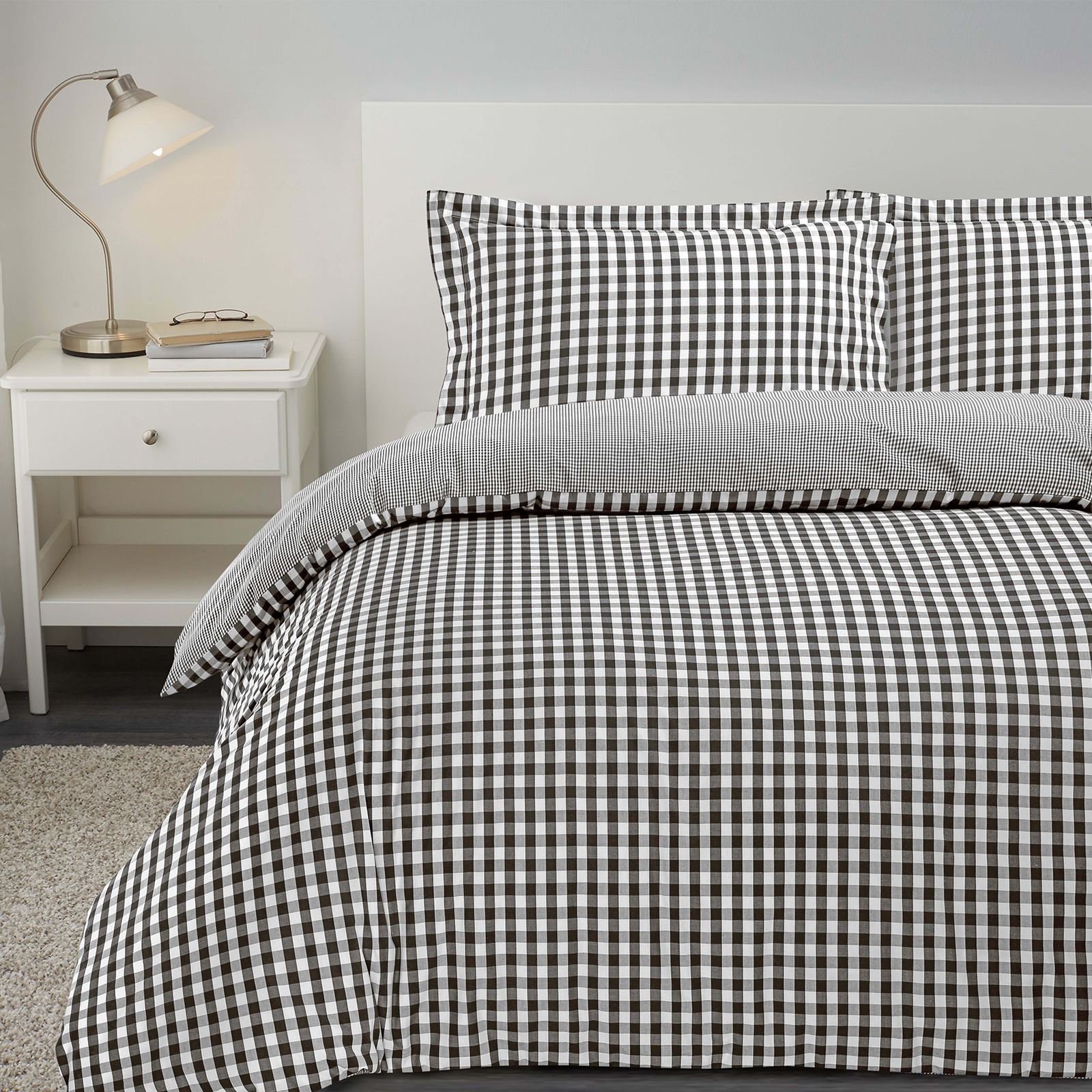 Gingham Check Yarn Dyed 100Cotton T200 Quilt Duvet Cover Reversible