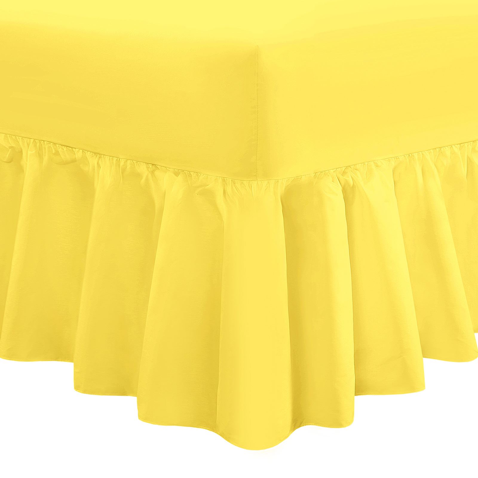 Plain Frilled Fitted Valance Sheet Cotton Blend Sheets Single Double