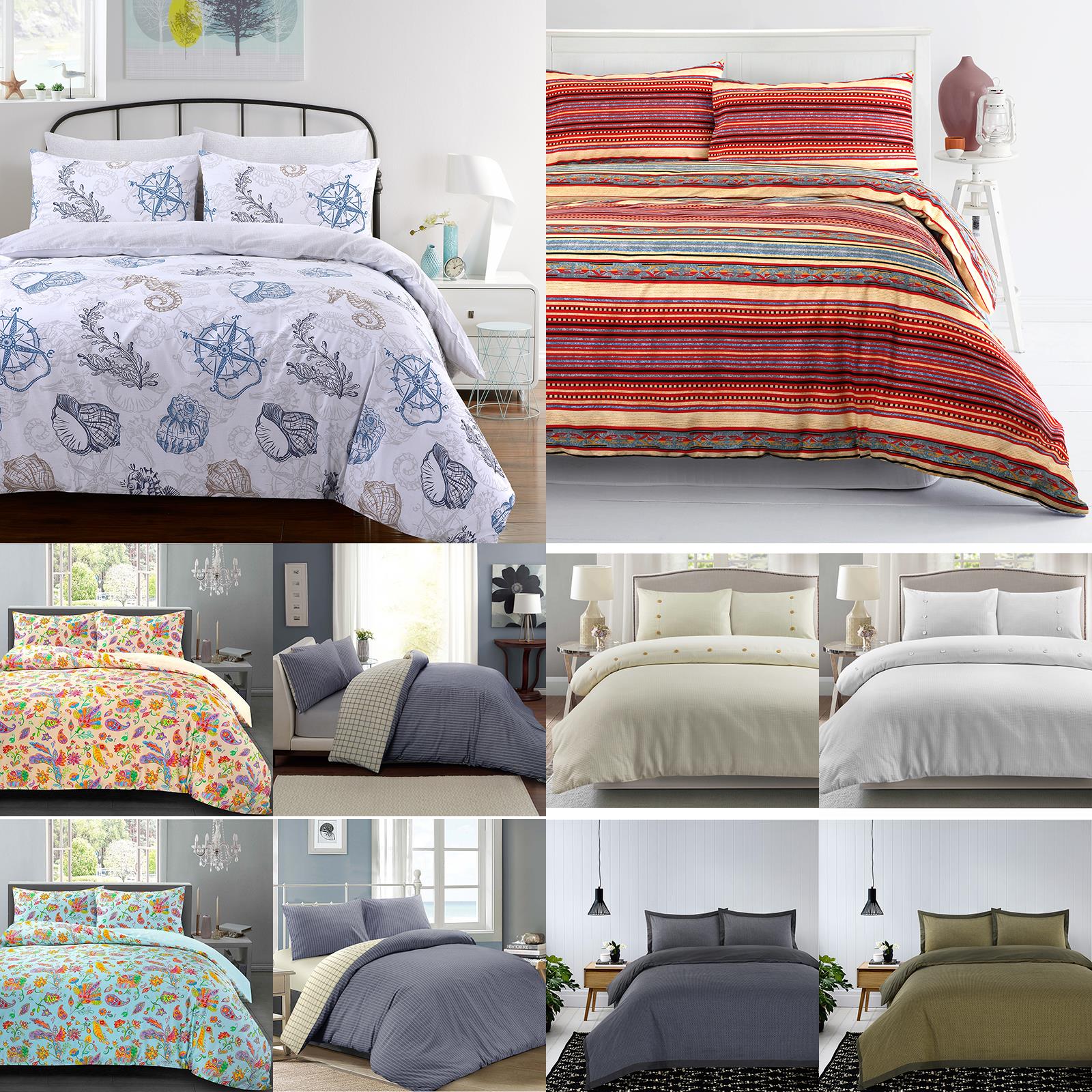 Luxury 100 Cotton Quilt Duvet Cover Set Single Double Super King