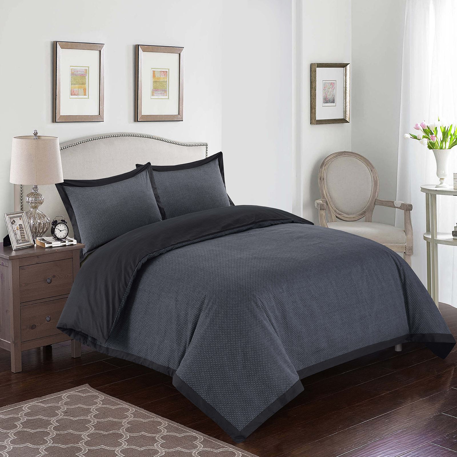 Luxury Dobby Woven Dotted 100 Cotton Duvet Cover Bedding Set Single